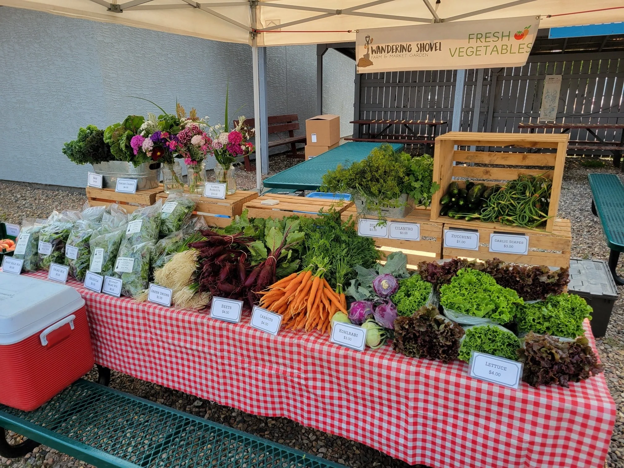 It's a beautiful morning here at Spiritwood Farmer's Market! Come and get your fresh veggies!