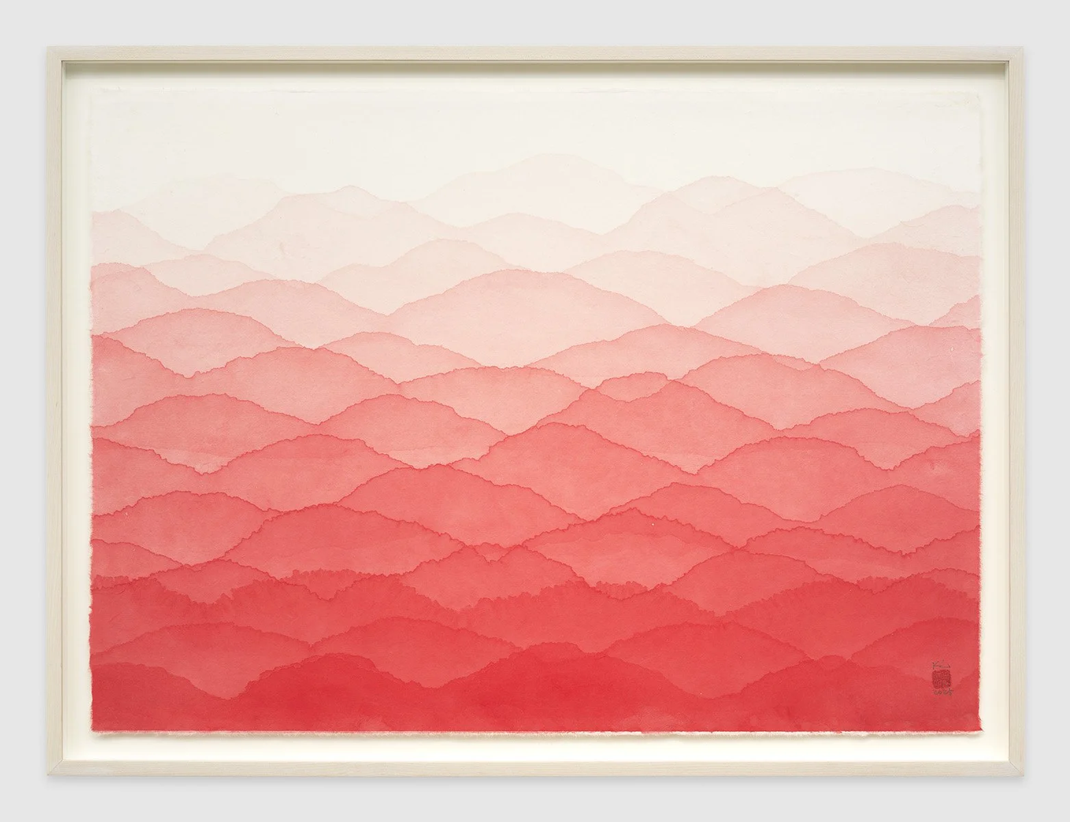 Minjung Kim, "Red Mountain," 2025, Watercolor on mulberry Hanji paper, 21.1 x 28.9 in. (52.5 x 73.5 cm)