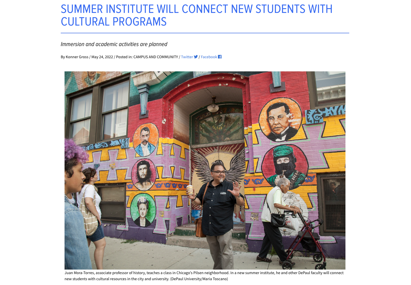 Summer Institute Will Connect New Students with Cultural Programs