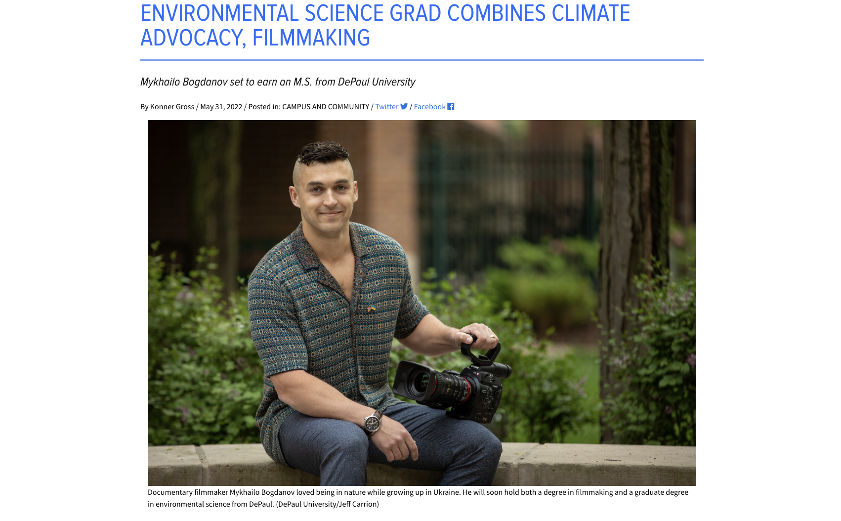 Environmental Science Grad Combines Climate Advocacy, Filmmaking