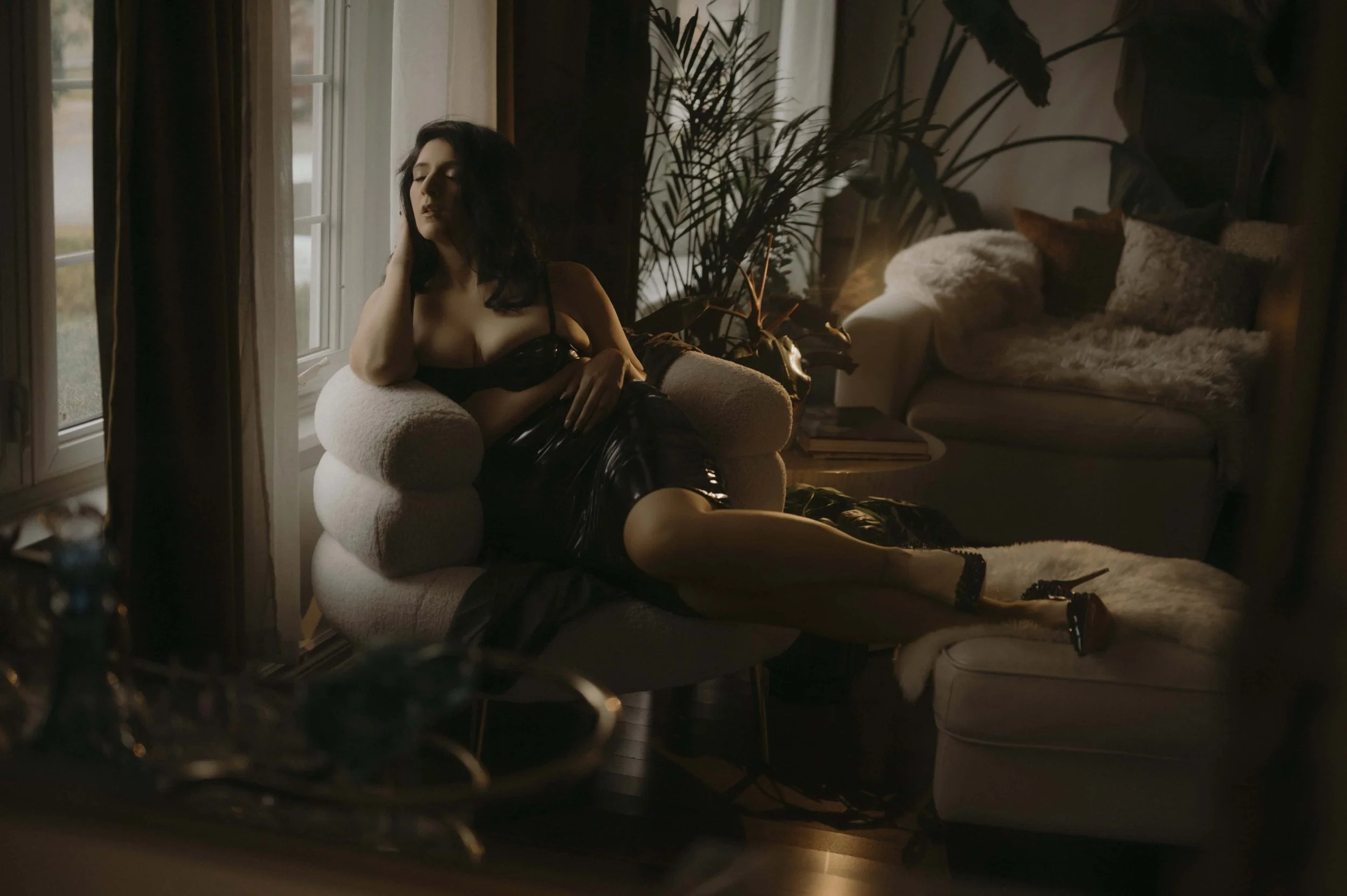 intimate portrait by toronto boudoir photographer in studio setting