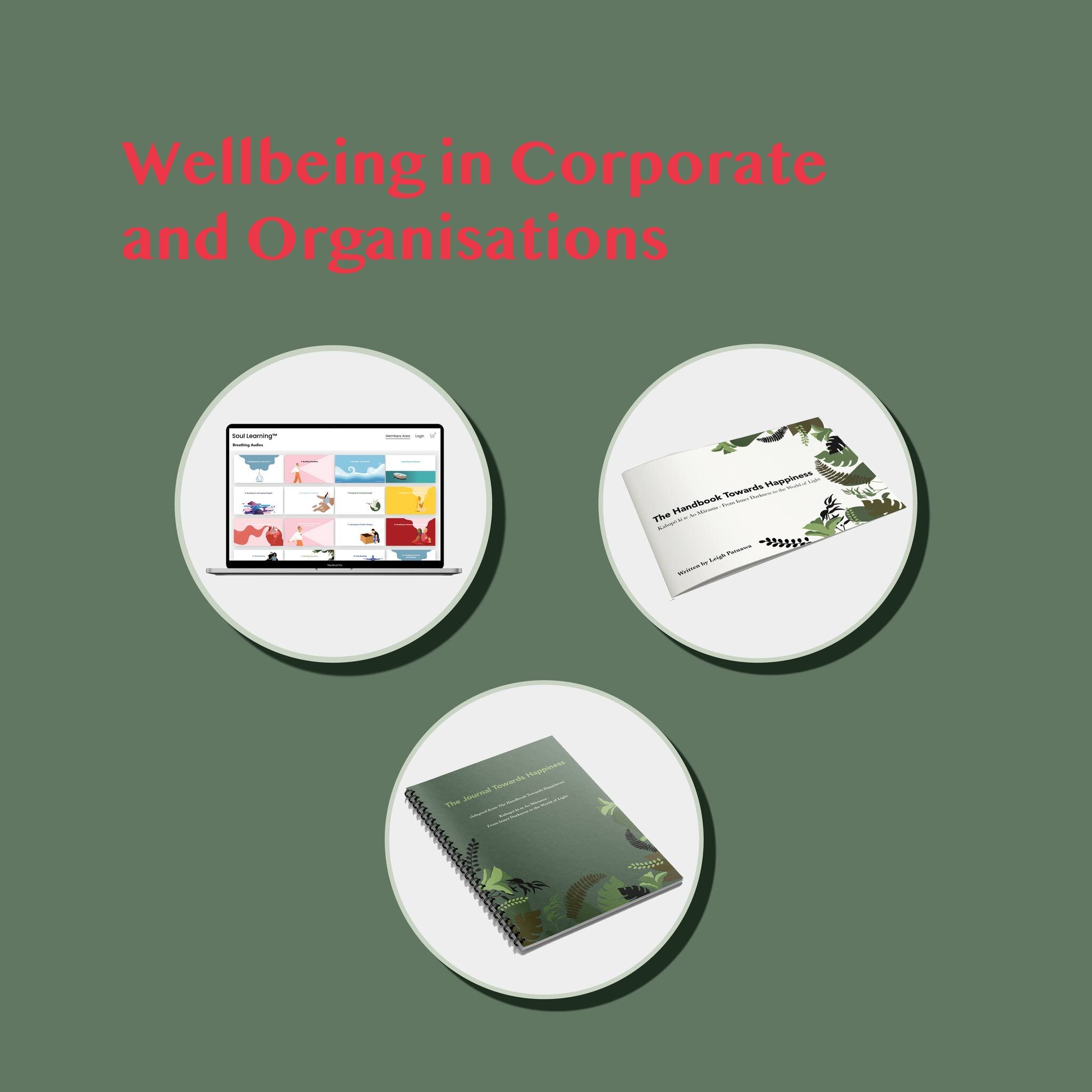 Wellbeing for Corporate and Organisations is available on our website www.soullearning.co.nz.
