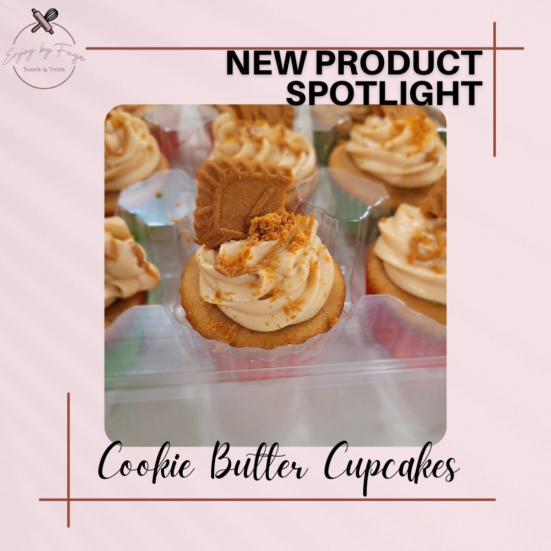 ✨Product Spotlight✨
Introducing our new deliciously decadent Cookie Butter Cupcakes made with our moist vanilla cake swirled with cookie butter and topped with indulgent cream cheese cookie butter frosting. Want to be one of the first to try these? P