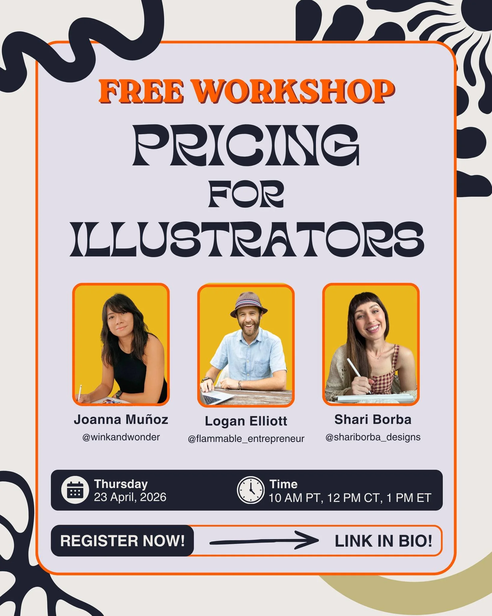 Hi friends and happy Thursday! I&rsquo;m so excited to be share that I'm teaming up with @winkandwonder  and @flammable_entrepreneur  again for a FREE live workshop all about pricing for illustrators and creatives.

If you&rsquo;ve ever second-guesse