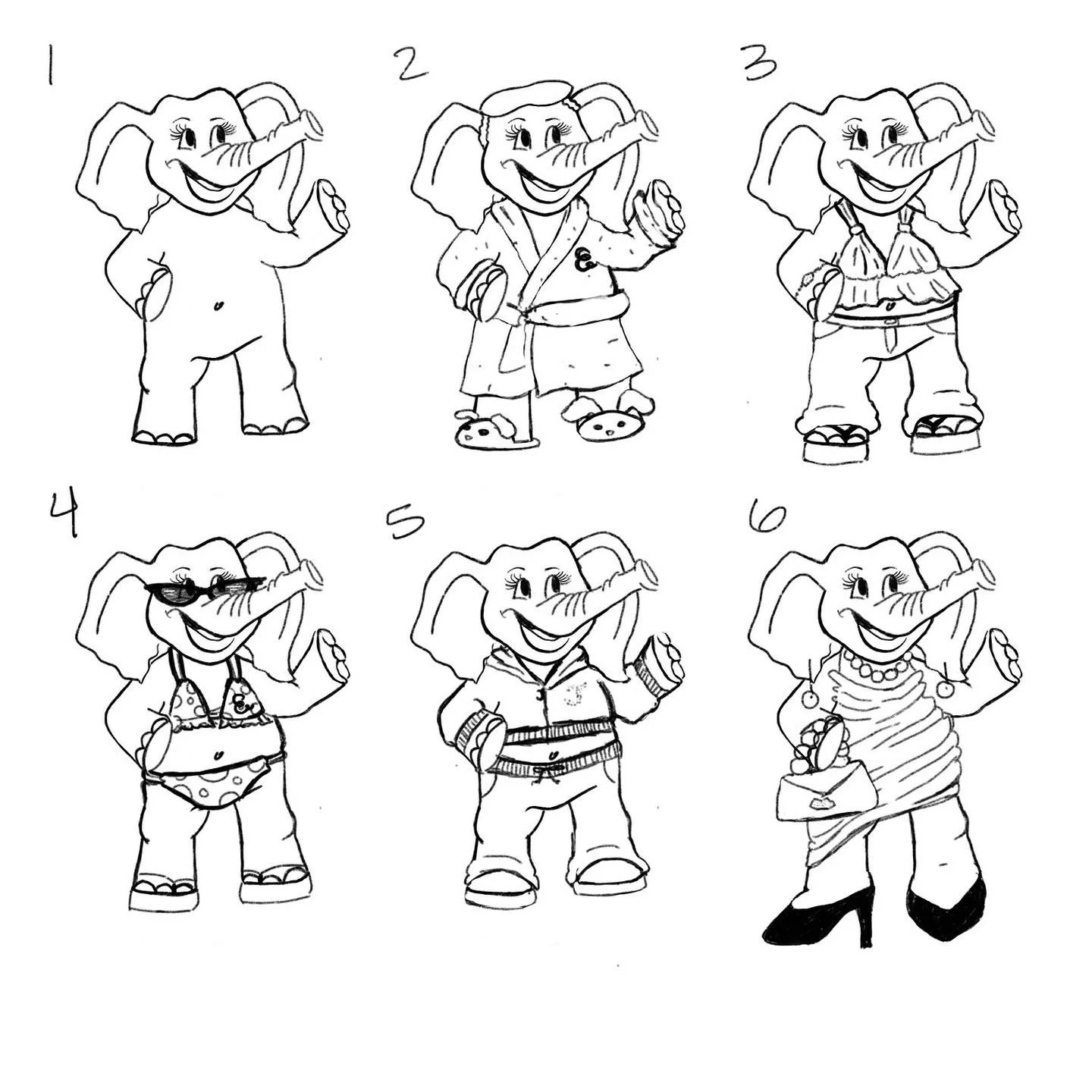 ellie the elephant. character drawings. procreate. 2023. 