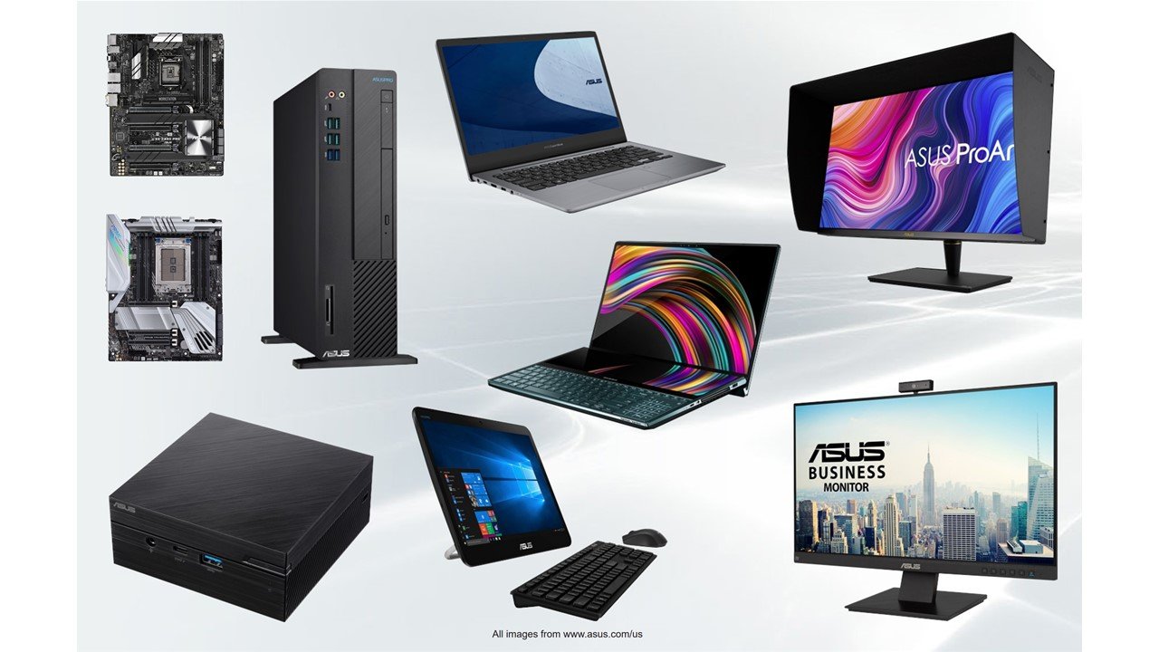 Mood board of ASUSs' professional products from ASUS.com