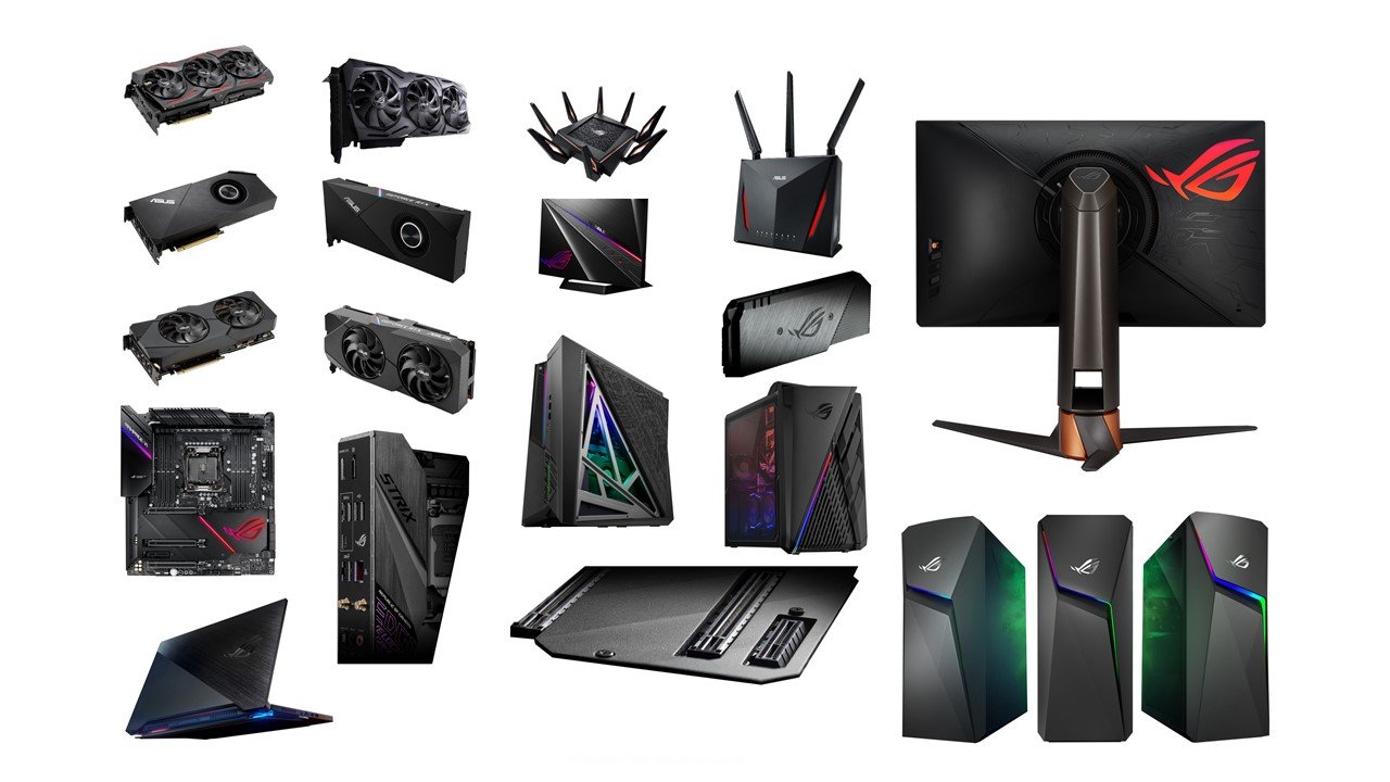 Mood board of ASUSs' gaming products from ASUS.com