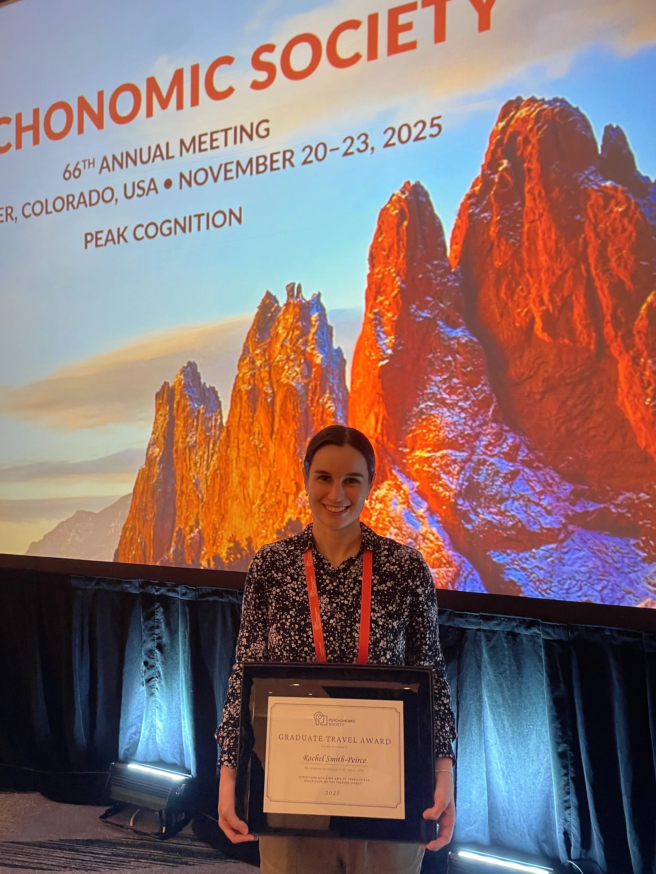 Rachel received a Graduate Travel Award at the 2025 Psychonomic Society annual meeting.