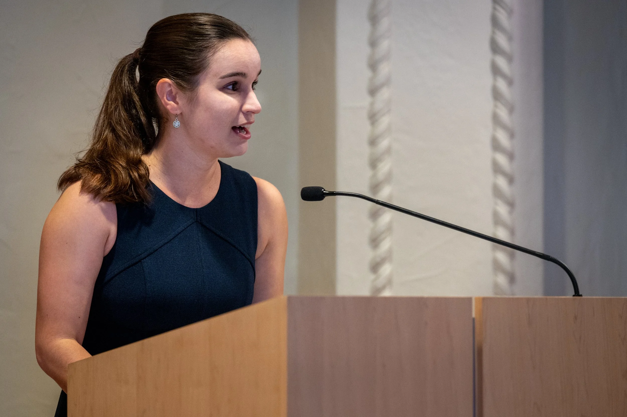 Rachel is pictured here giving the opening speech at the 2024 Washington University in St. Louis Outstanding Faculty and Staff Awards as the lead organizer. 