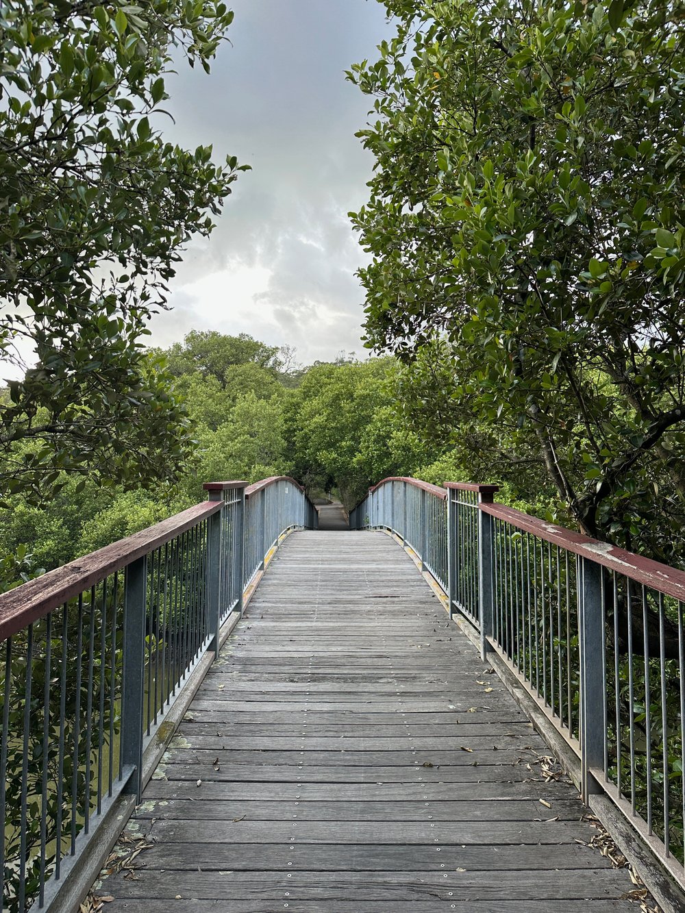 Cross this bridge to begin the walk