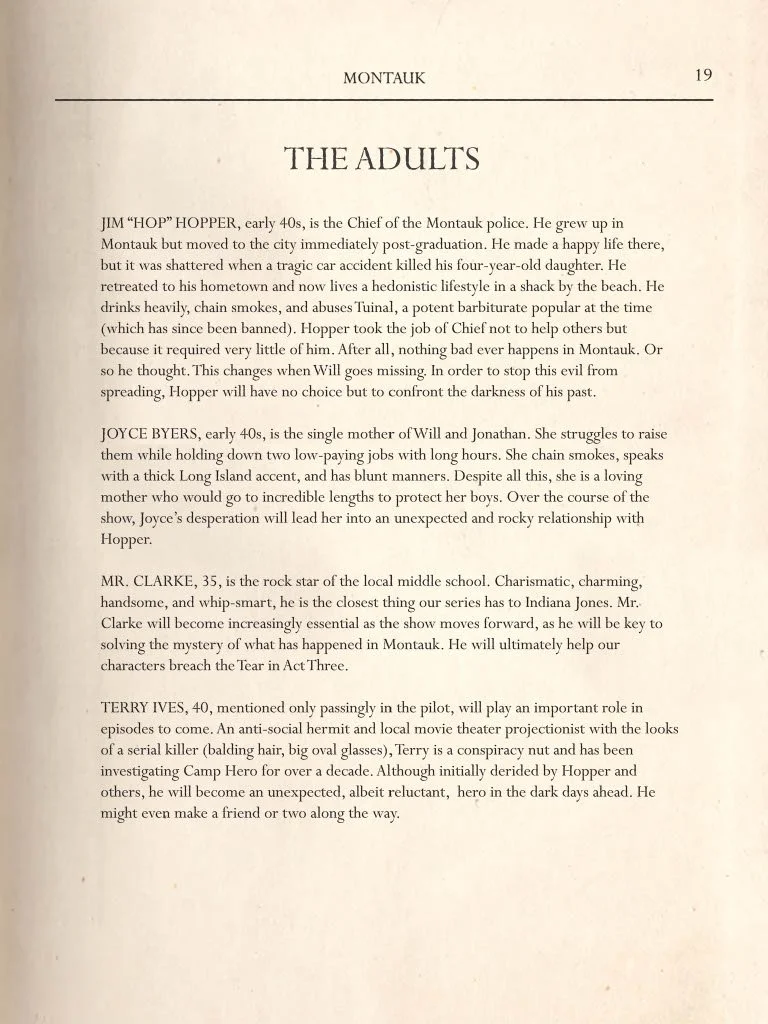 Stranger Things Series Bible Pitch Deck