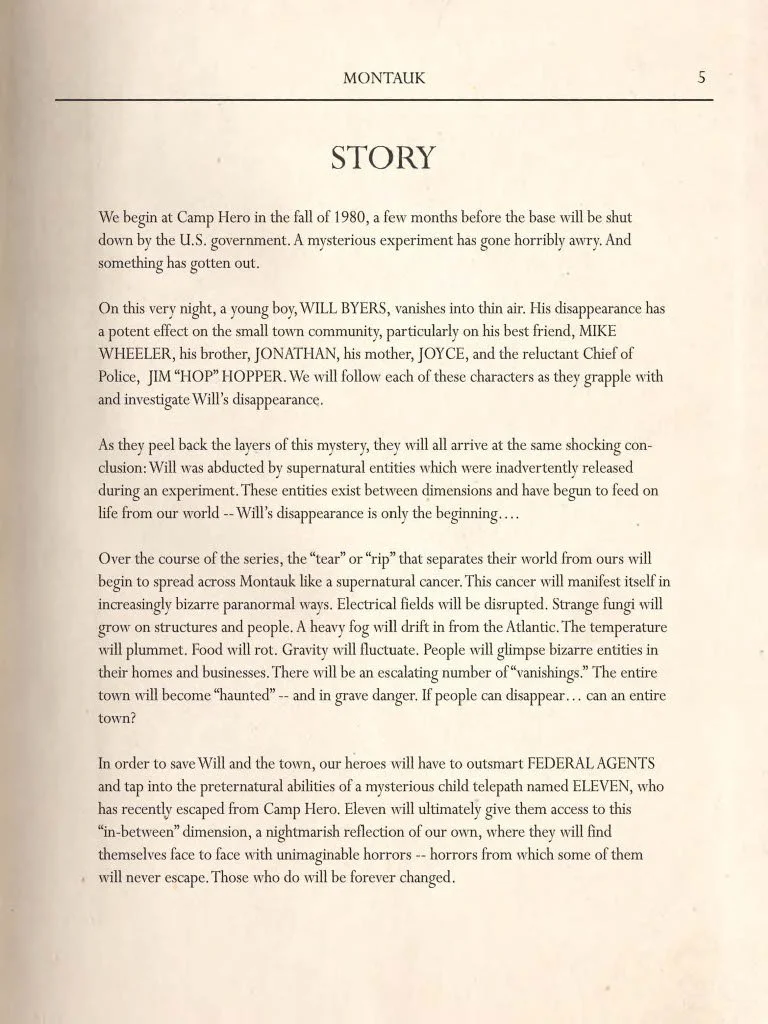 Stranger Things Series Bible Pitch Deck