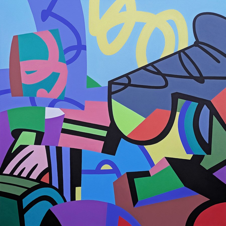 Skedaddle, acrylic on canvas 120 x 120cm 2025
