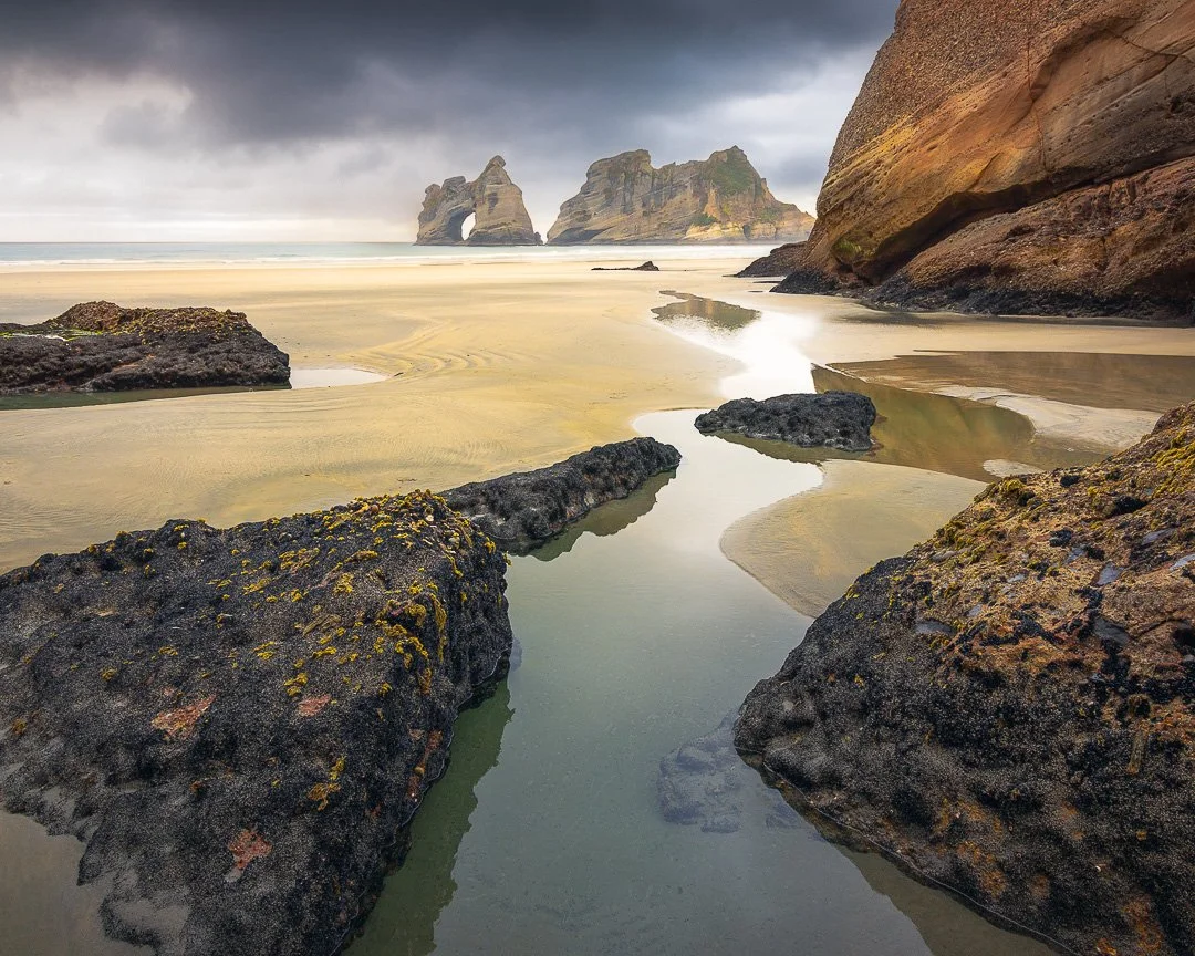 Wharariki Beach &mdash; wild, remote, and endlessly changeable 🌊

A place where light, wind, and tide never tell the same story twice.

Over a few days at Cape Farewell, I visited Wharariki several times &mdash; at sunrise, sunset, and under moody s