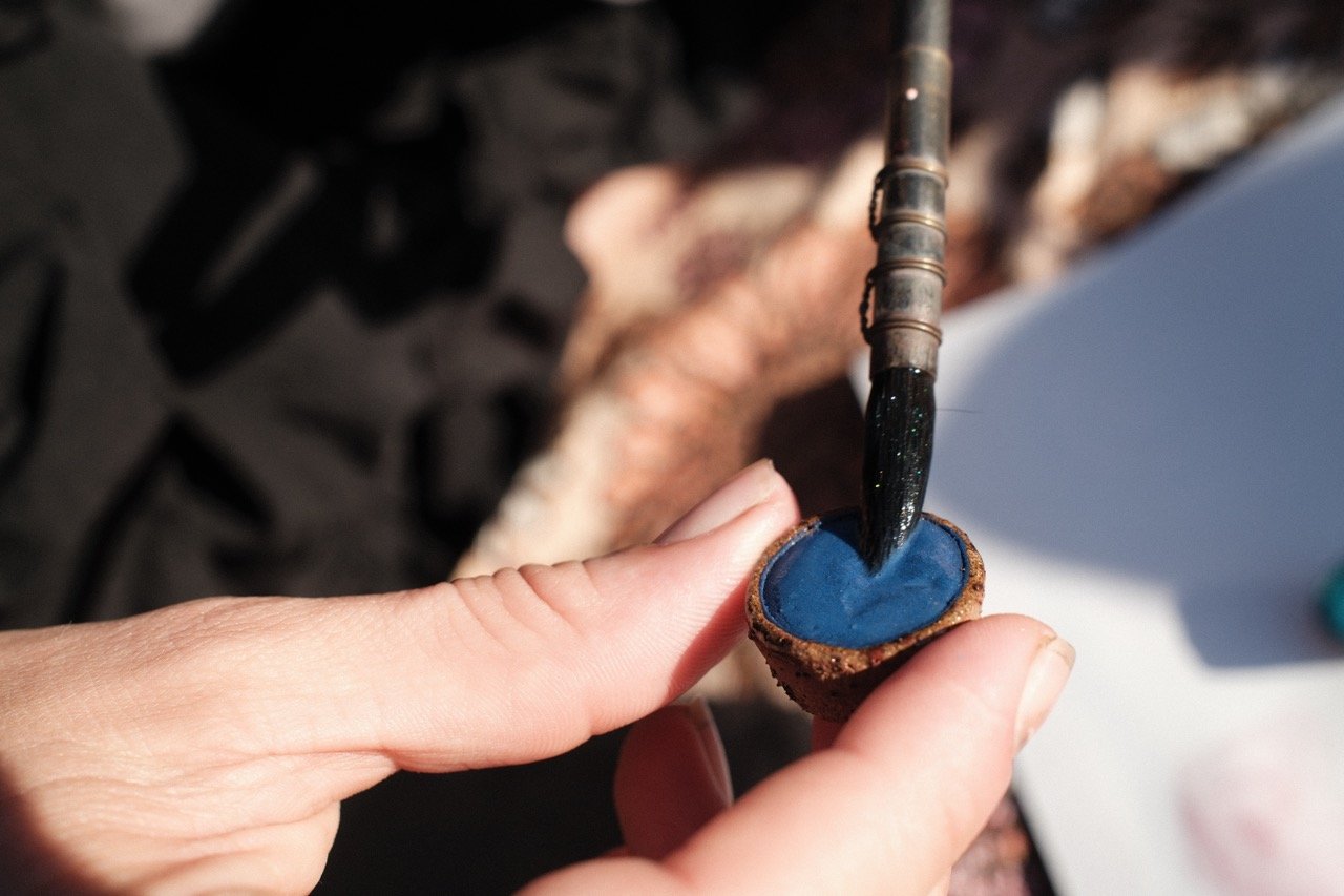 Genuine Lapis Lazuli Single Ceramic Pan of Watercolour Paint