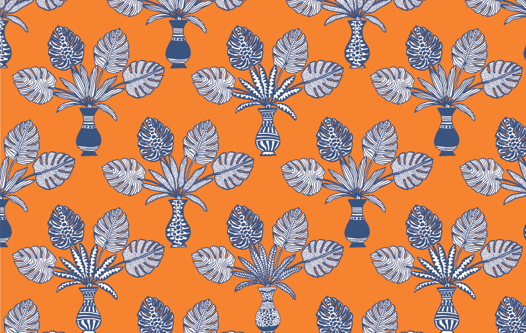 Vase of Palms Tangerine