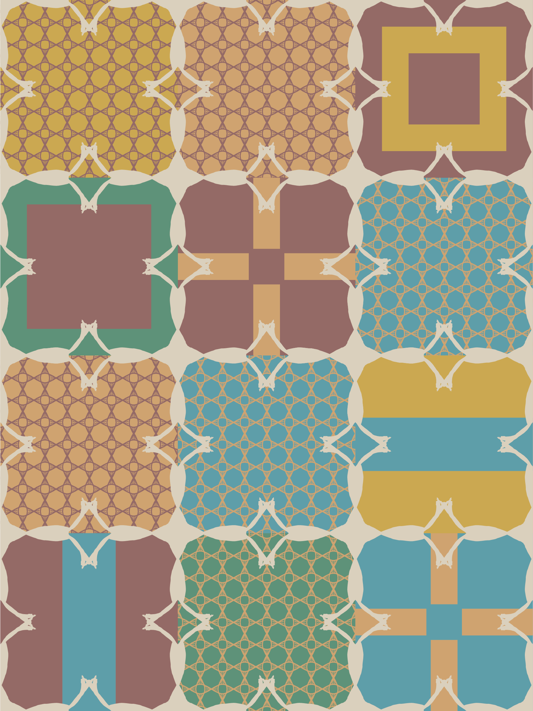 Flair - Lace Geometric Ivory Multi Block
