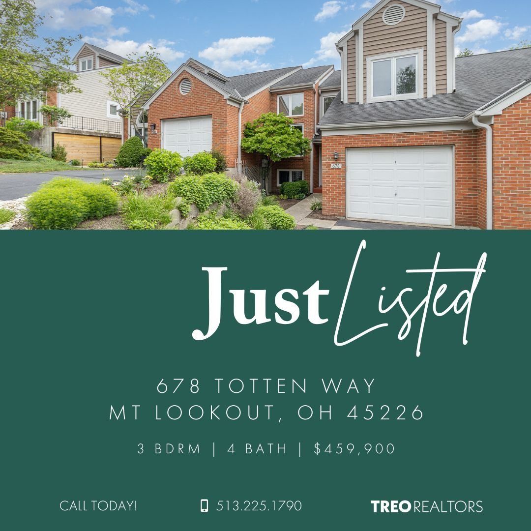 New Listing Alert! 🚨 Beautiful townhome in the heart of Mt Lookout! 678 Totten Way | $459,900

3 bedroom, 4 bath home features a 2-story living room, eat-in kitchen &amp; formal dining room.
Primary bedroom includes private deck access, a large walk