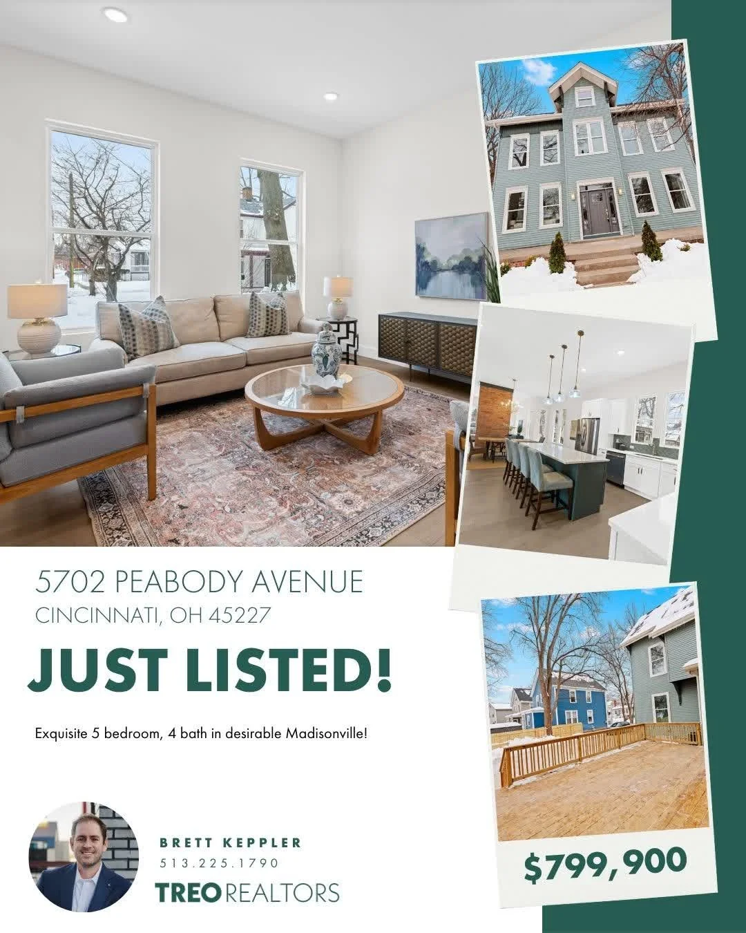 ✨JUST LISTED✨

Nestled on this quiet street in desirable Madisonville, just a short walk from Element eatery and Medpace, is 5708 Peabody Ave. This exquisite 5 bedroom, 4 bath home has been updated from top to bottom with function and comfort in mind