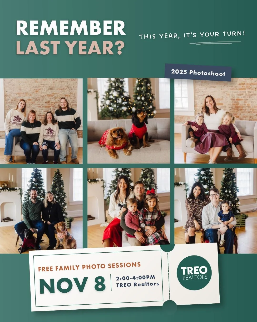 Last year gave us some pretty great photos. This year, we'd love to add yours to the collection! 📸

Join us Sunday, November 8, from 2&ndash;4 PM for FREE family mini sessions at the TREO office.

Save your spot through the in bio! 

#teamtreorealto