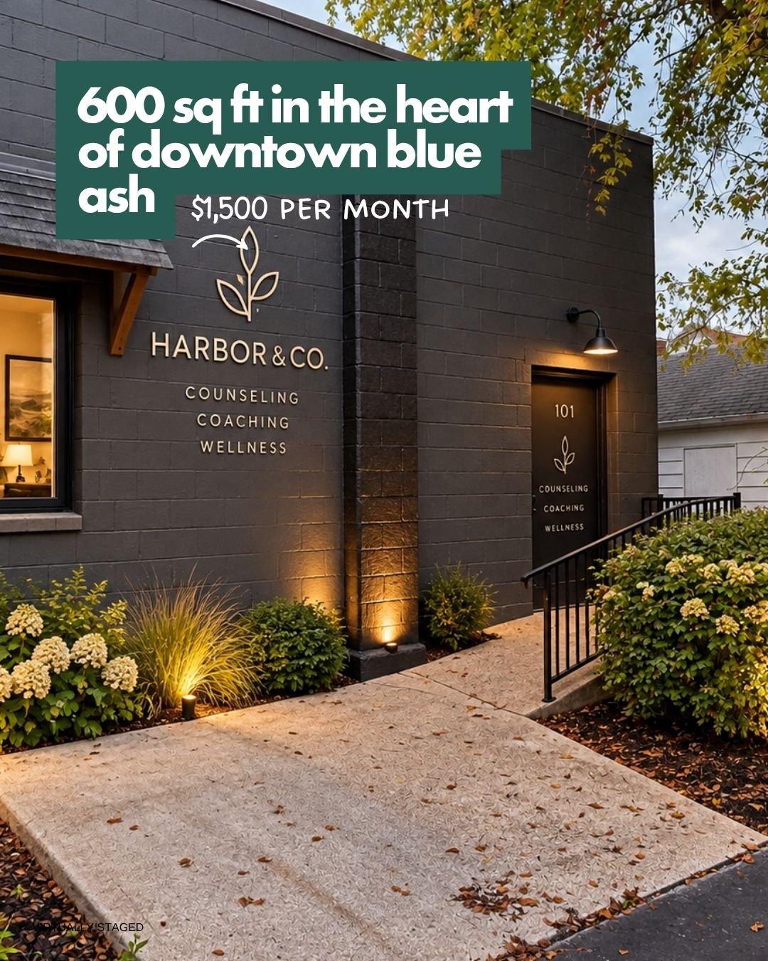 📍 Downtown Blue Ash | 600 sq ft | $1,500/mo

Your own door. Your own name on the building. No shared lobby, no directory, no &ldquo;we&rsquo;re the third suite on the left.&rdquo;

This one&rsquo;s for the solo practitioner, the studio owner, the co
