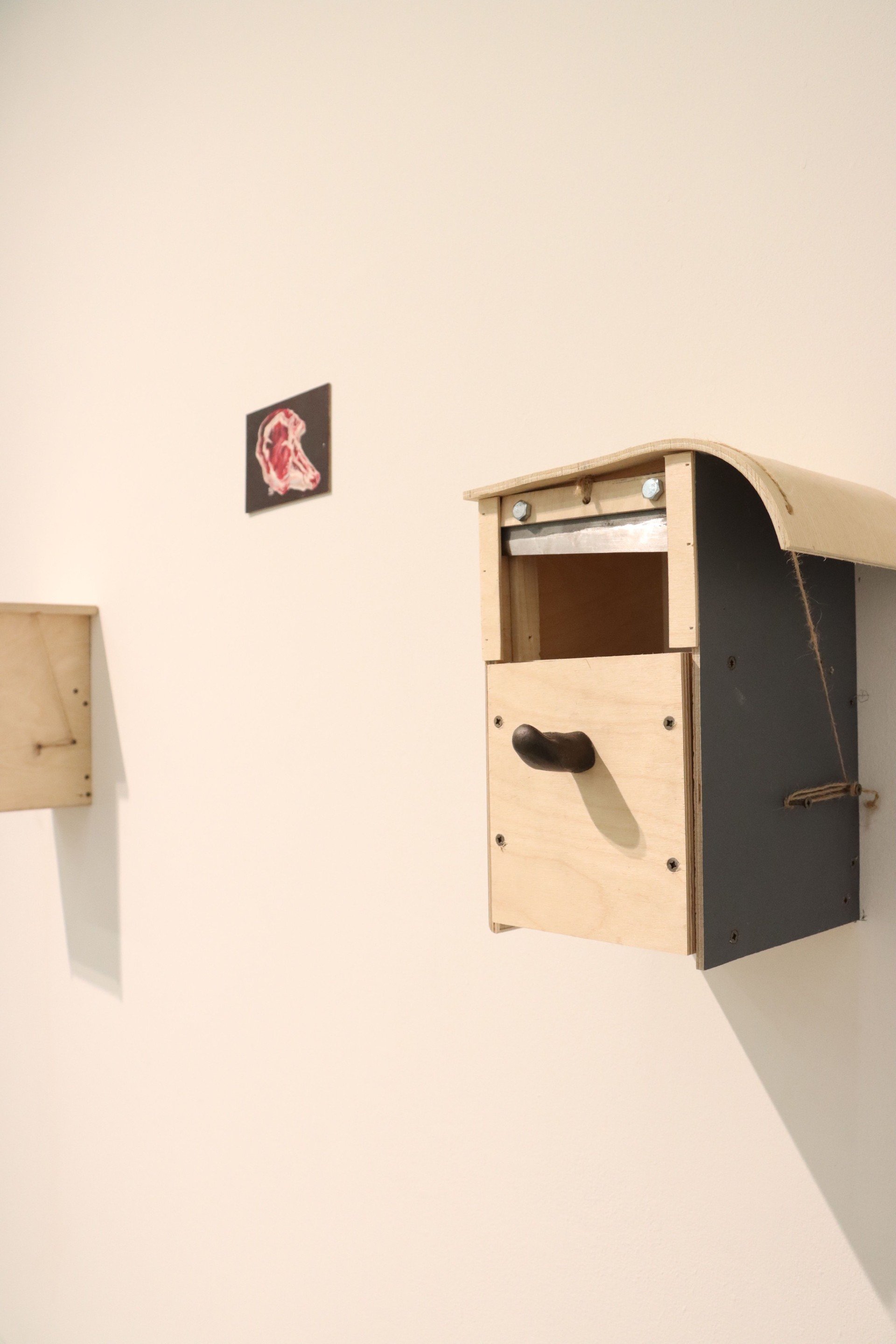 Jonah Randell, "Guillotine Drawers", plywood, metal fixings, bronze cast toe pulls. 