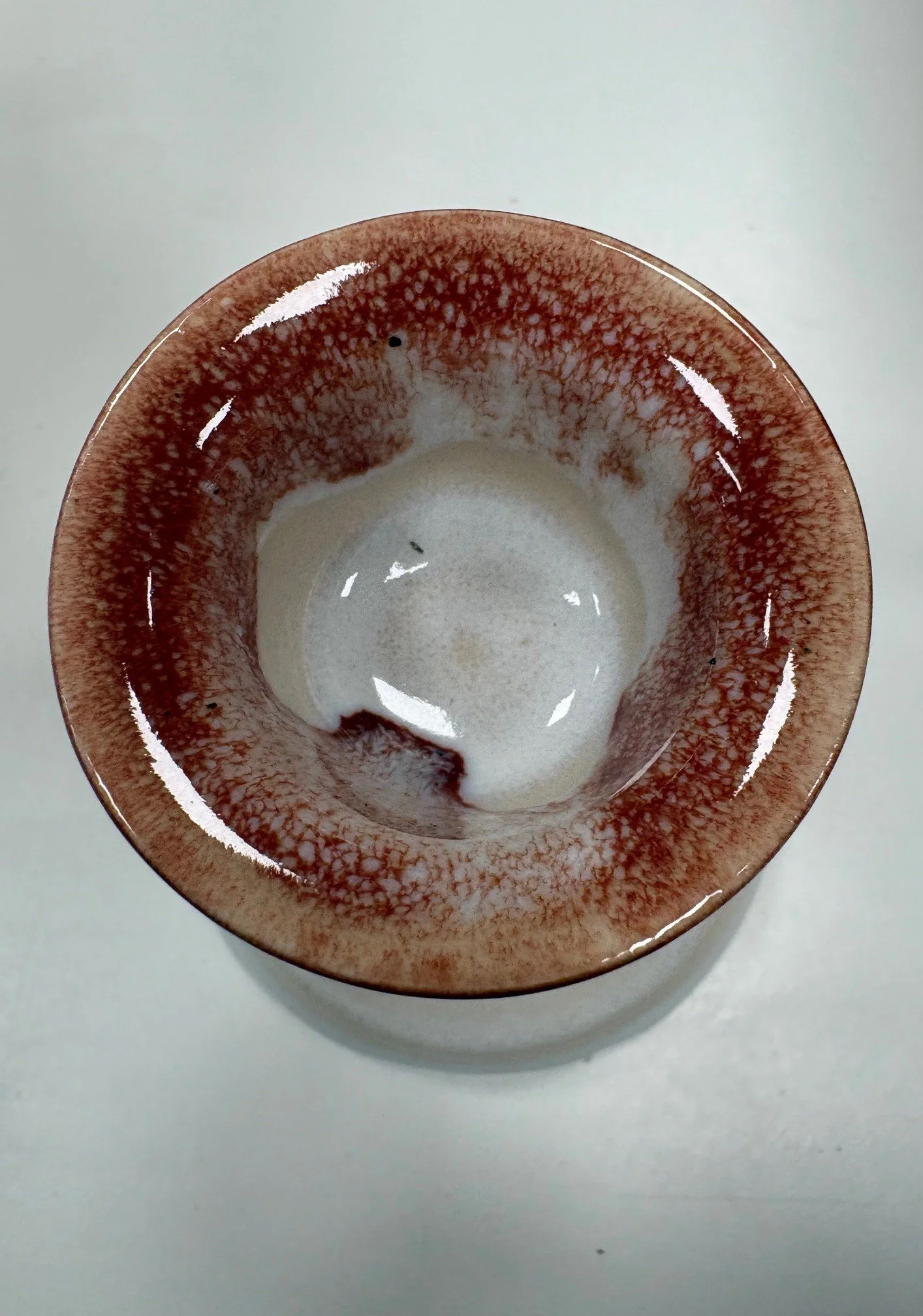 Blood Cell Candlestick, wheel thrown, Lynette's Opal under Amaco Deep Firebrick. 