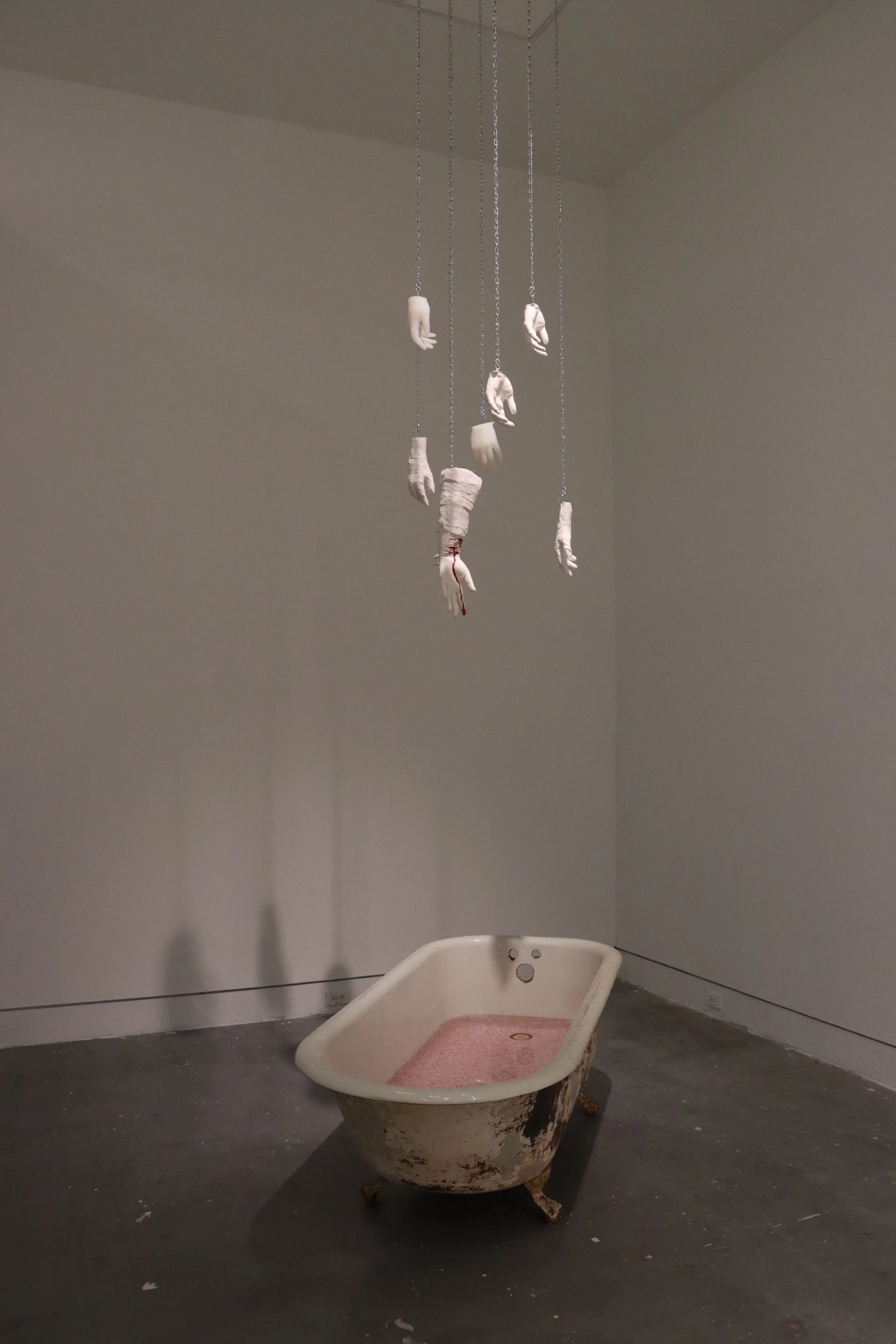Nivu Naveen, "Untitled", plaster, clawfoot tub, water, fake blood, approx. 28 x 48".