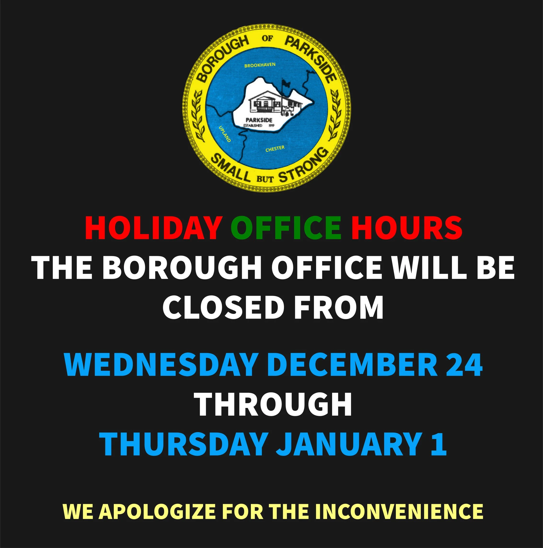Borough Office Closed