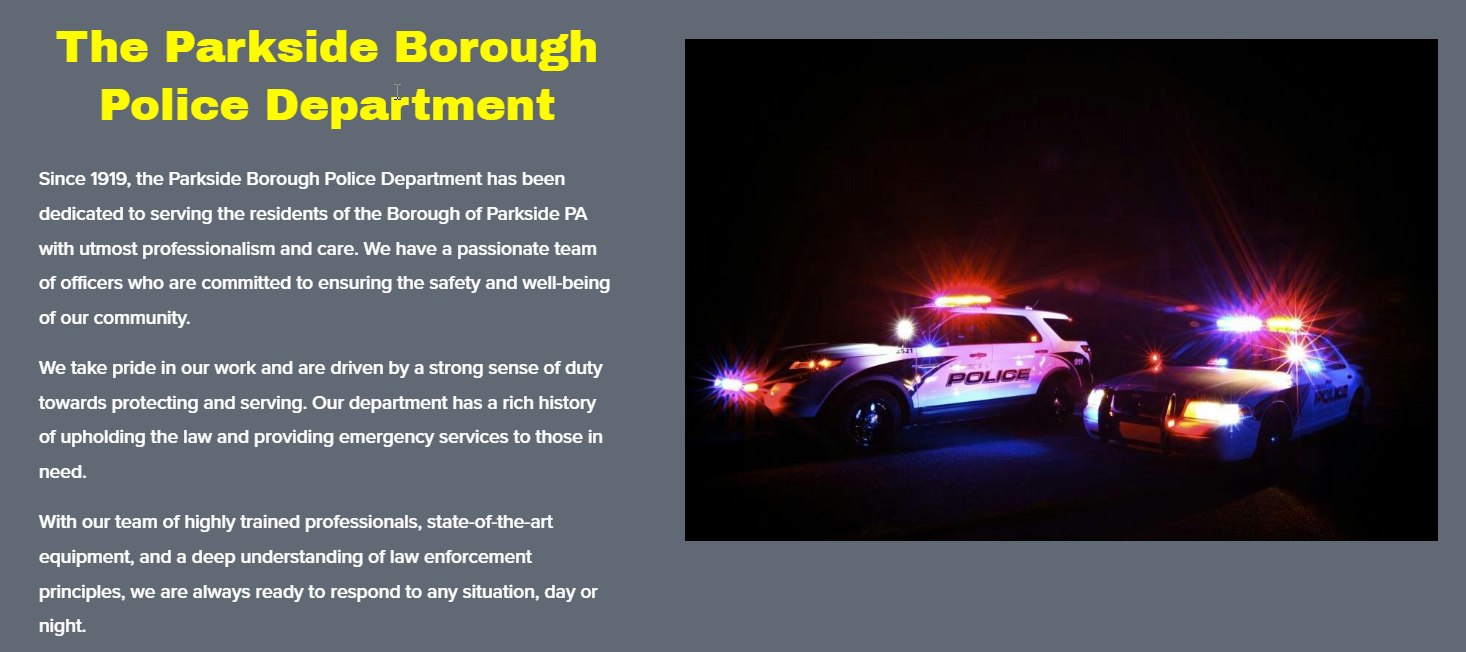 Unveiling Parkside Police Department's New Website — Parkside Borough