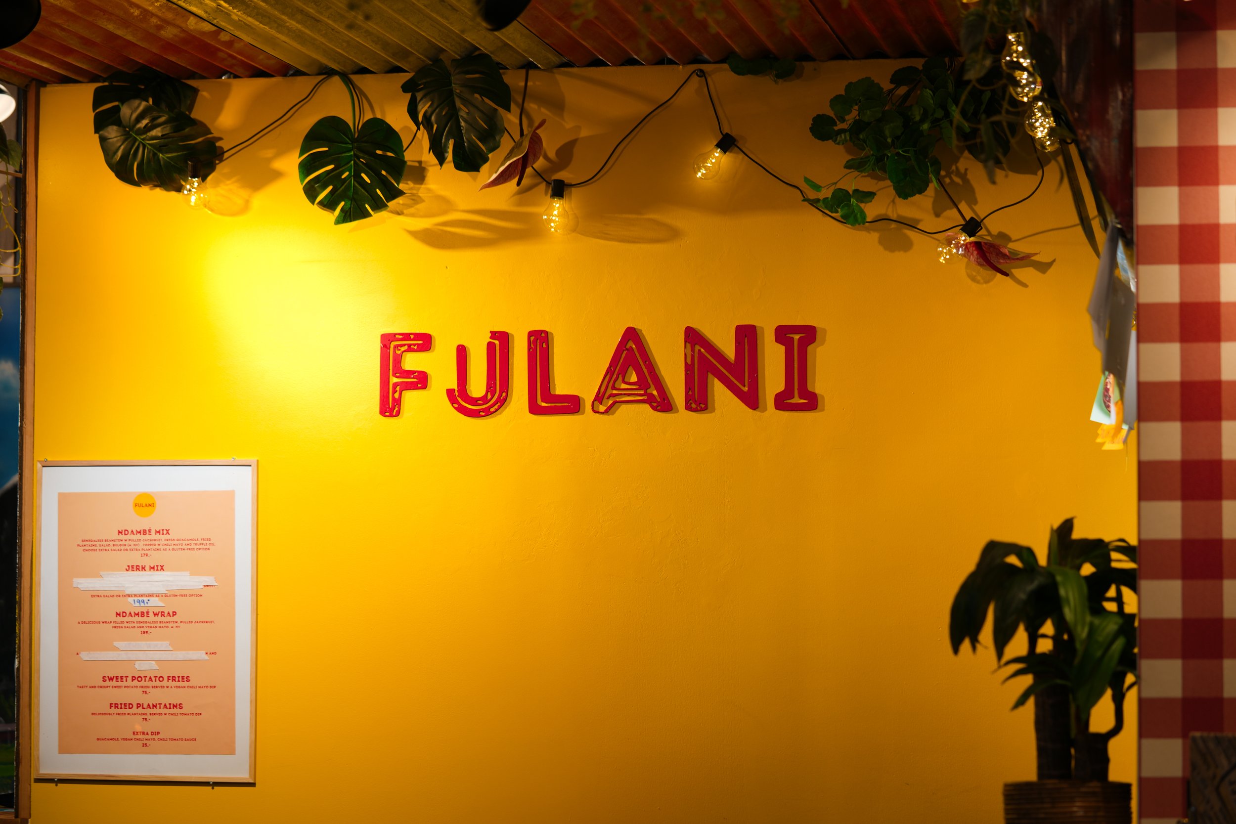 Skiltet til restaurant Fulani på Barcode Street Food