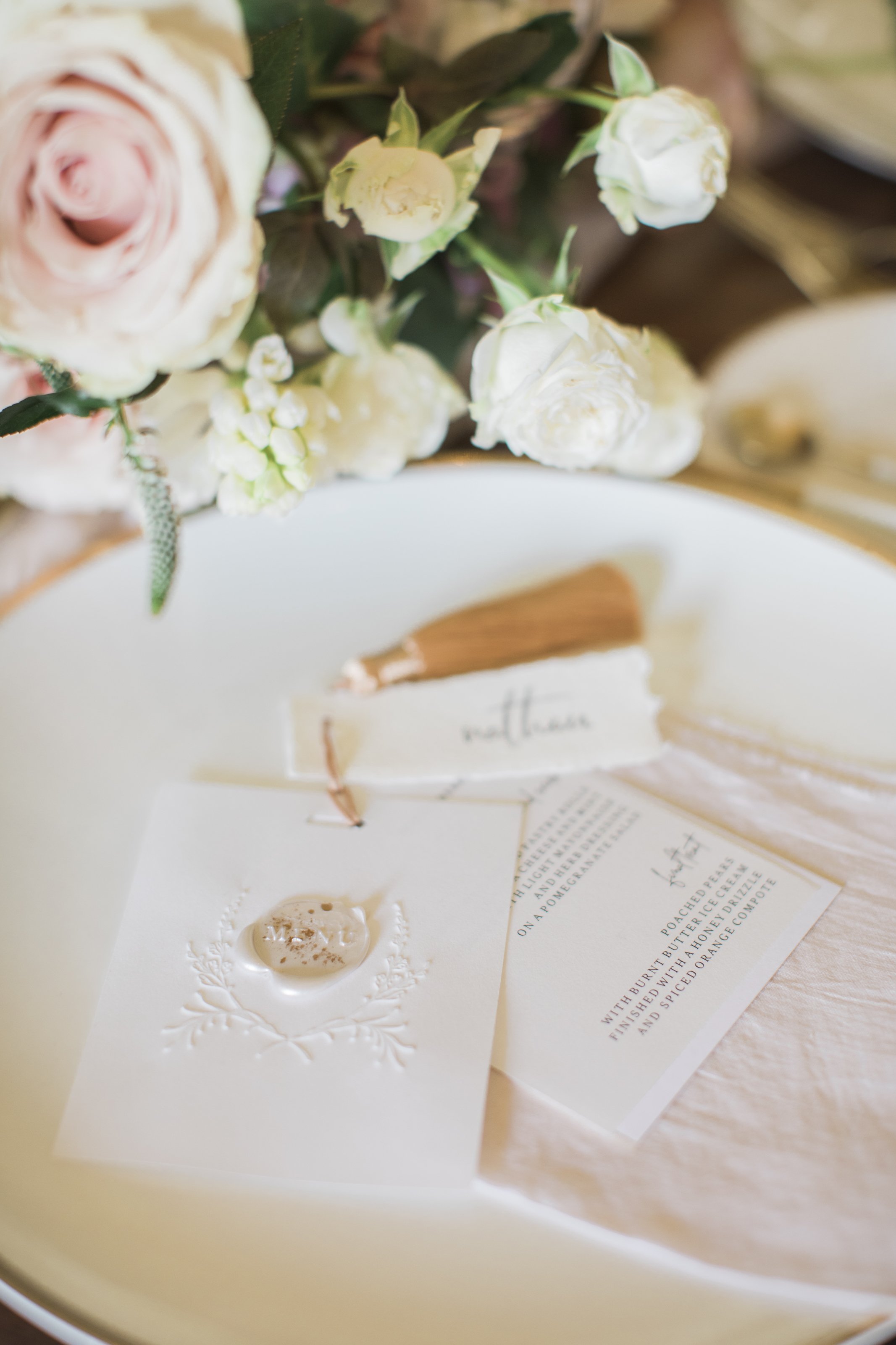  Wedding table space name at Bradbourne House wedding photography 