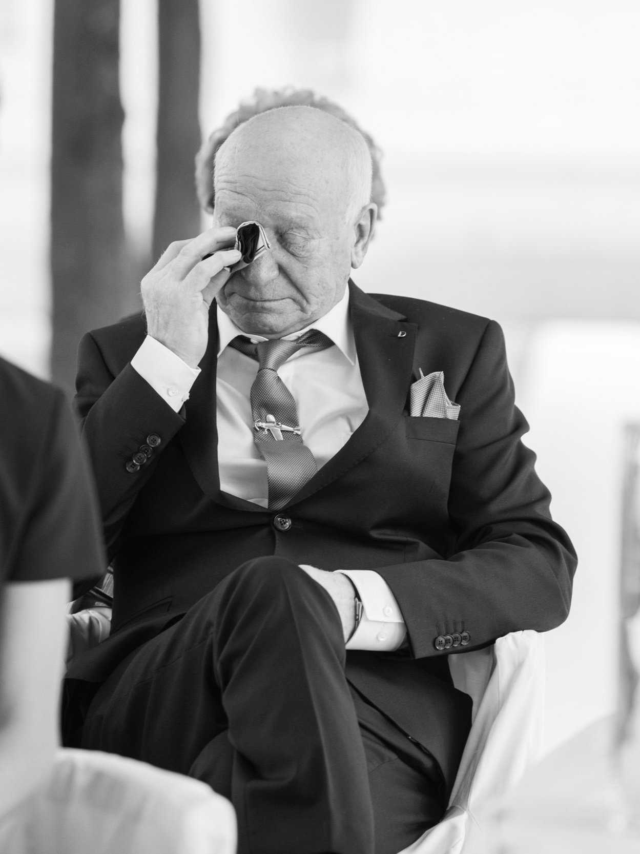 Father of the bride crying at wedding