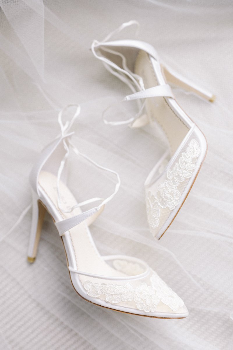 Bride shoes in bridal suite at Hedsor House