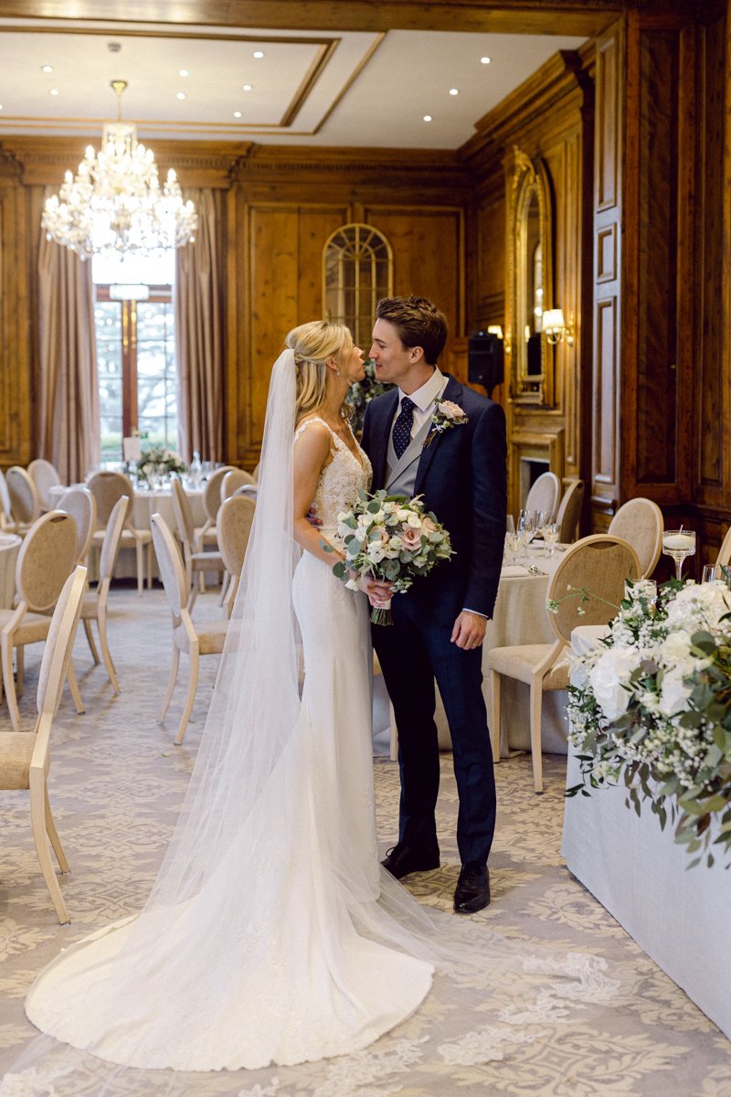 Bride and Groom in ballroom at Hedsor House