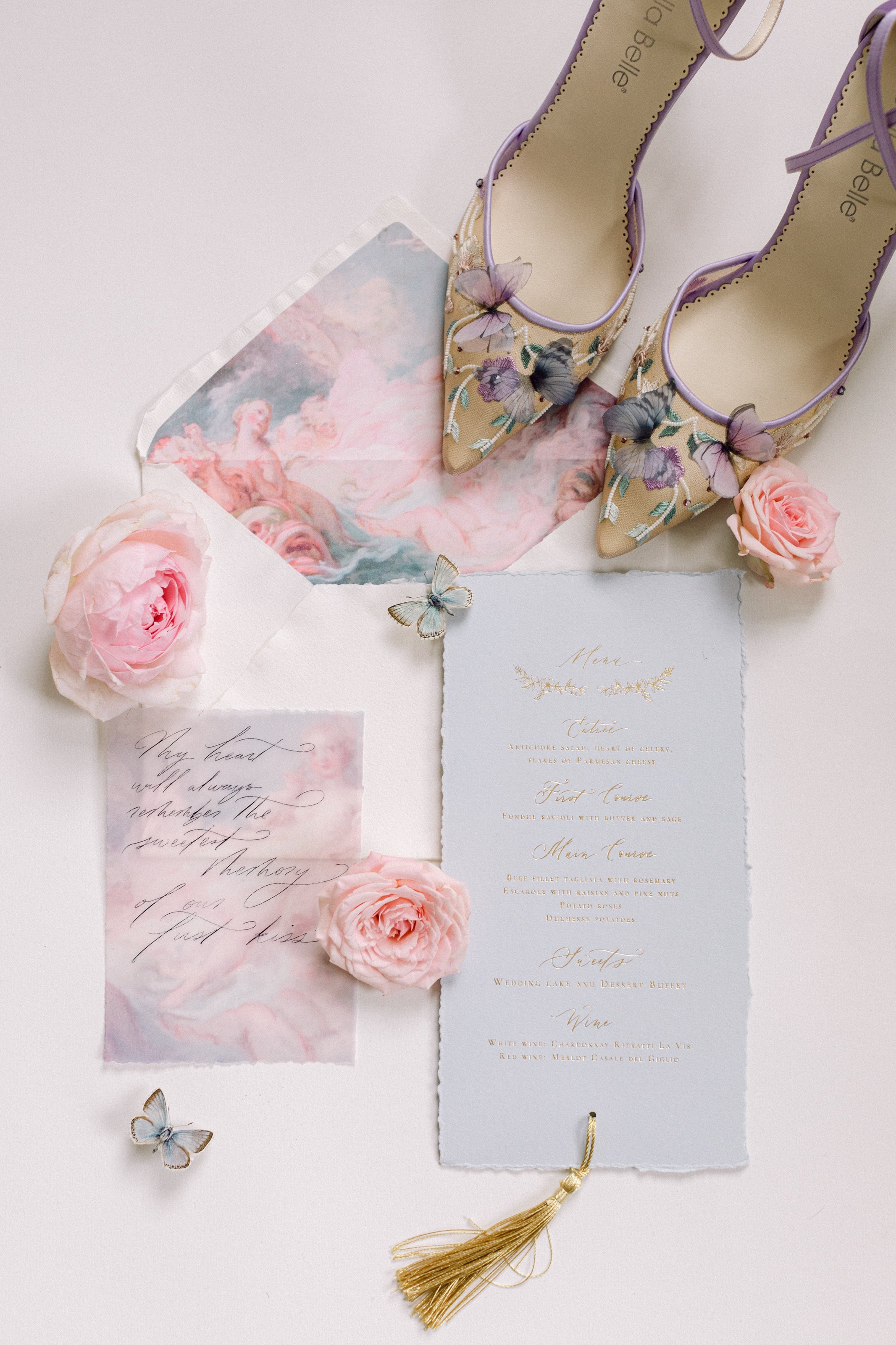 Wedding flat lay with shoes