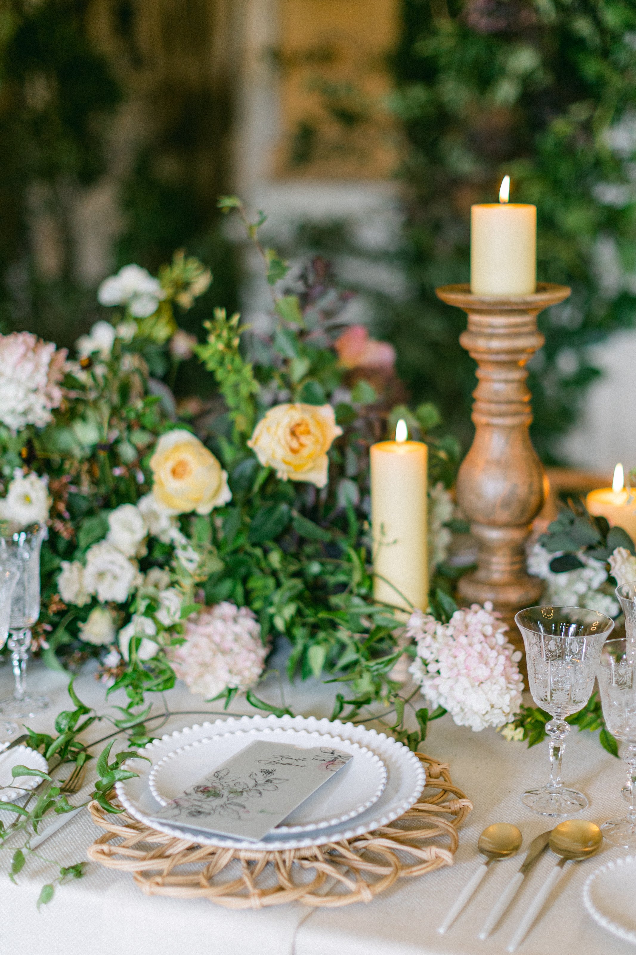 Flowers and candles at Euridge Manor