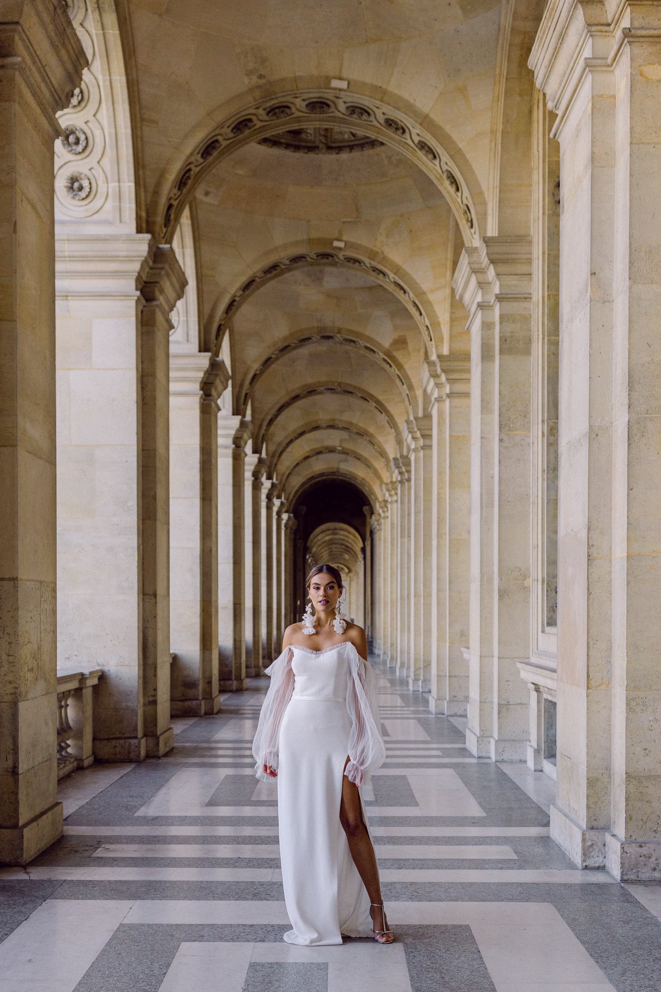 Bride at The Louvre in Paris