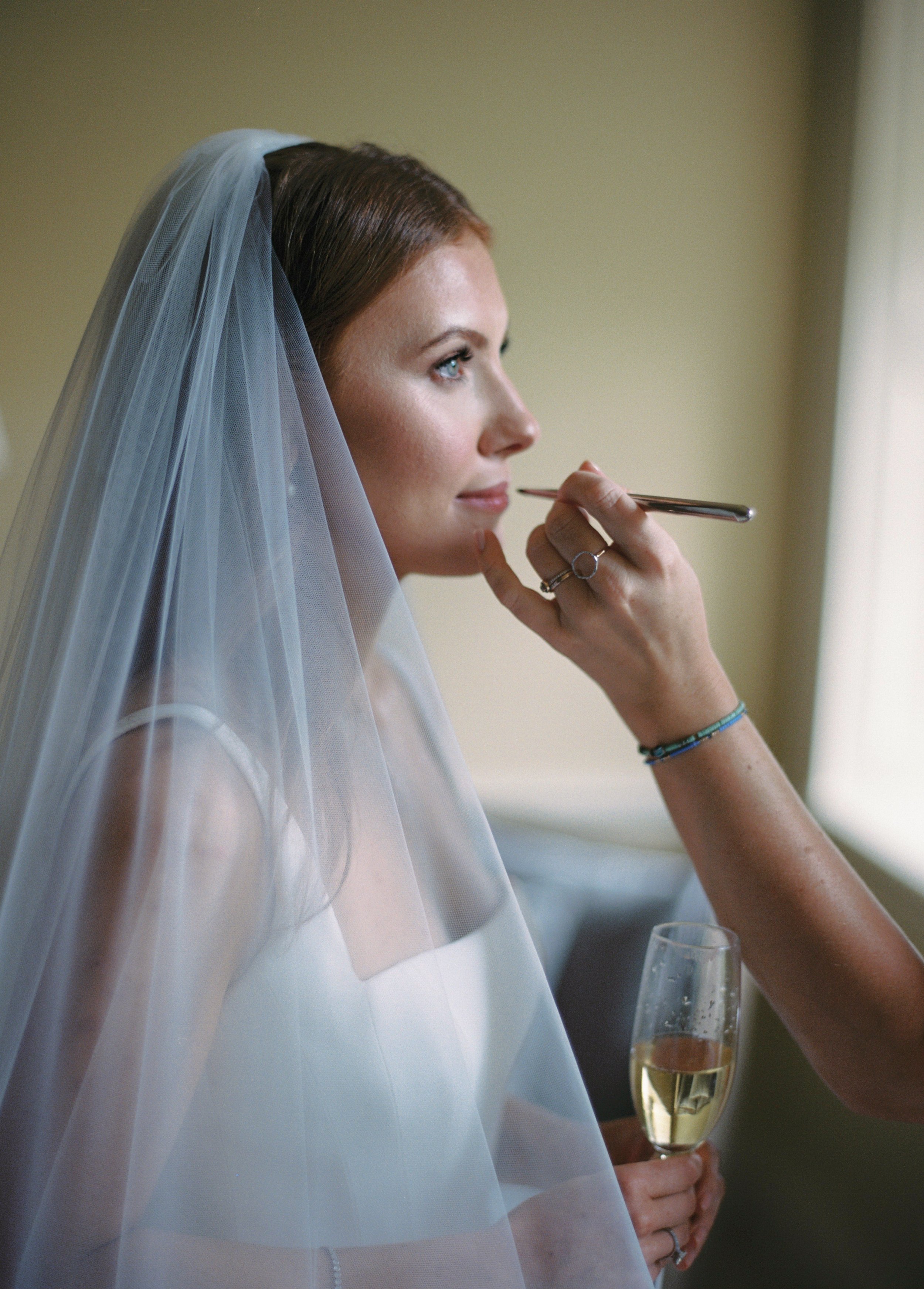  Bride getting makeup on at Came House 