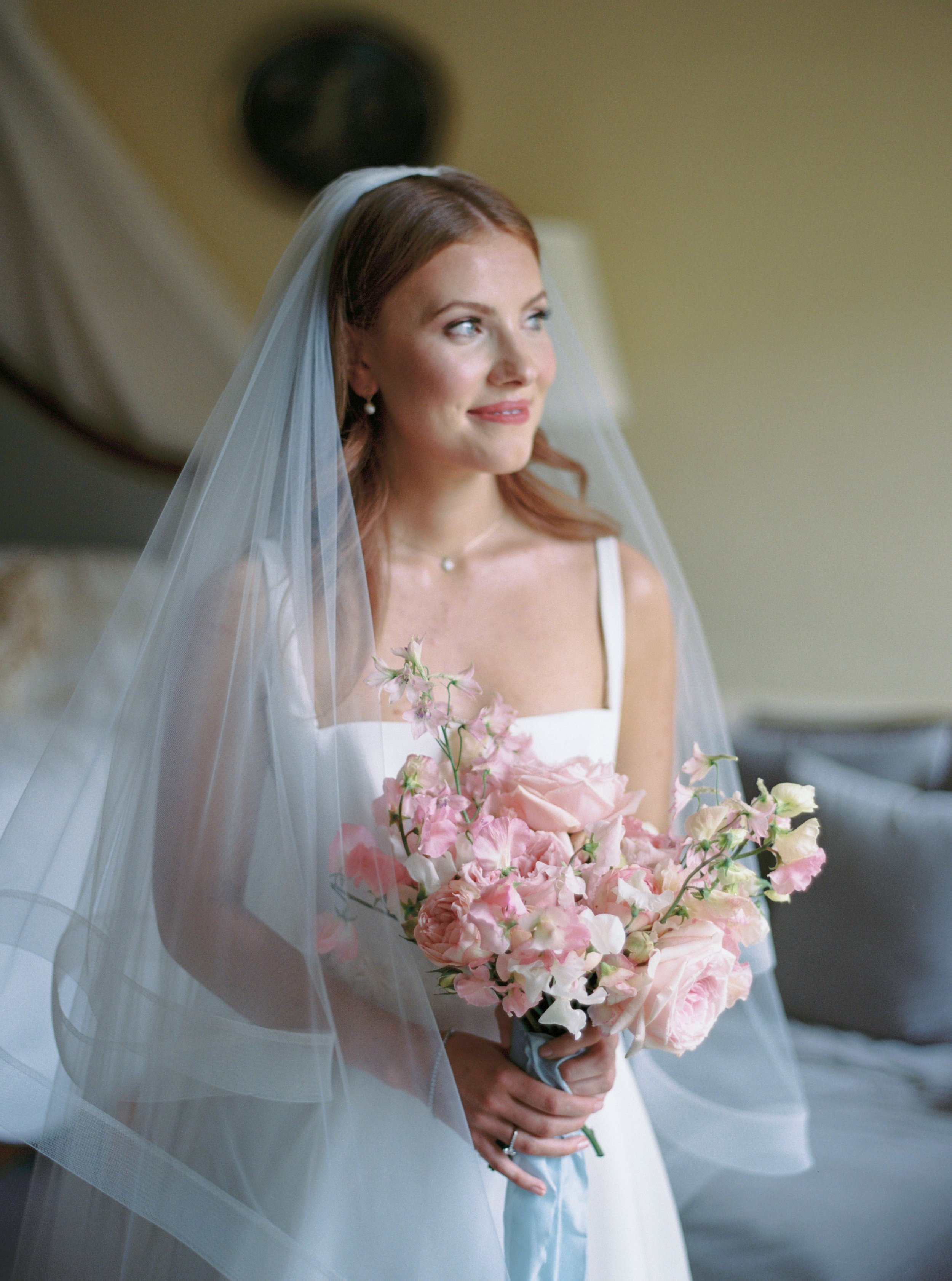  Bridal portrait with veil on at Came House 