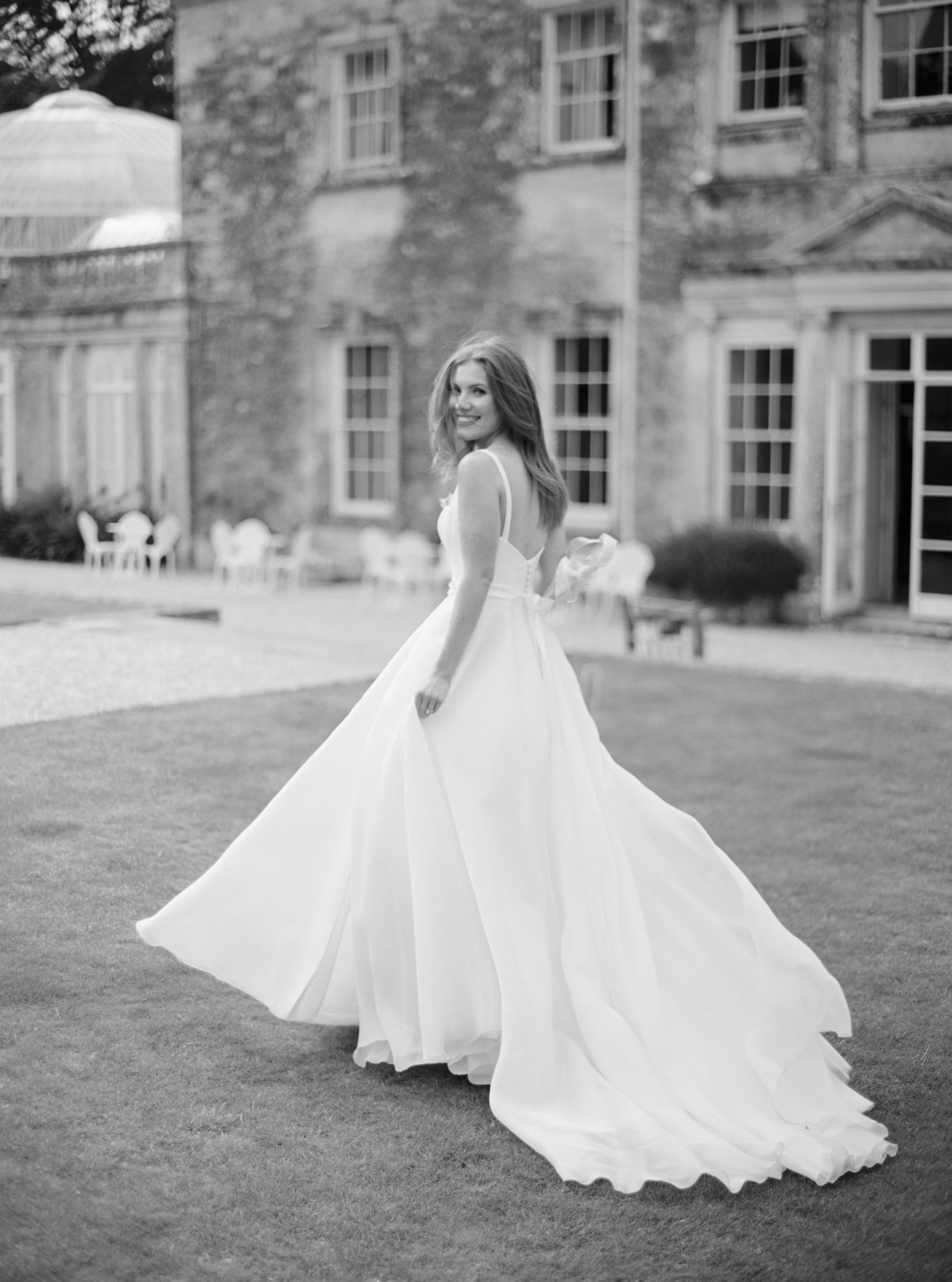  Bride standing outside orangery at Came House 