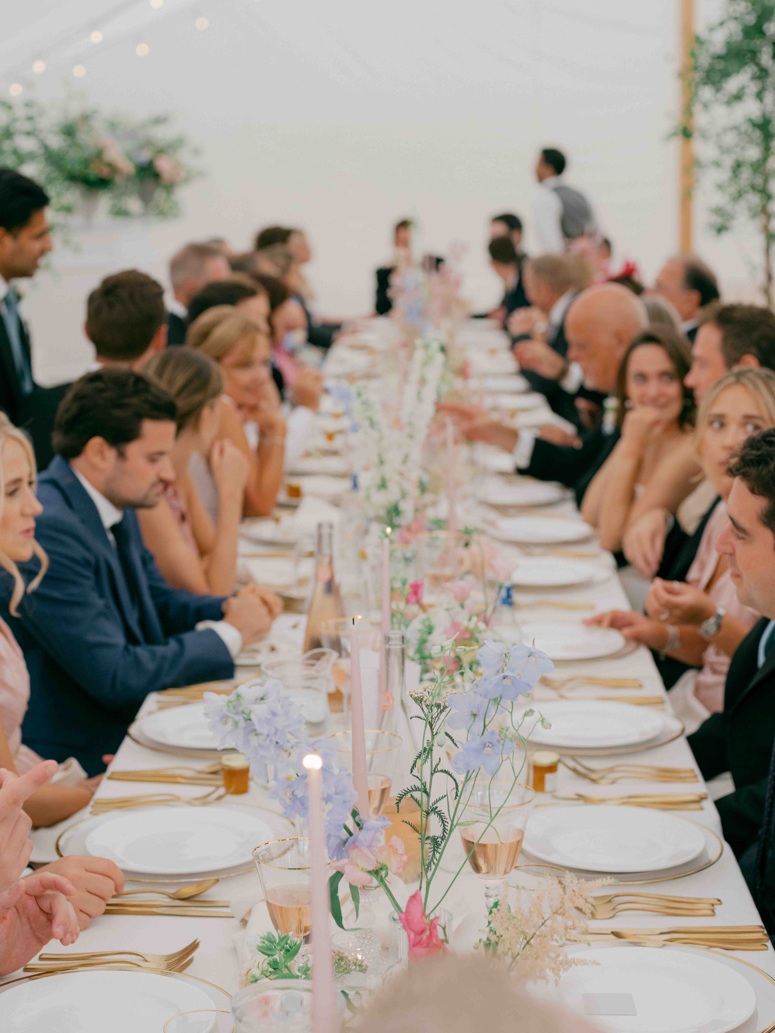  View of guests at wedding table 