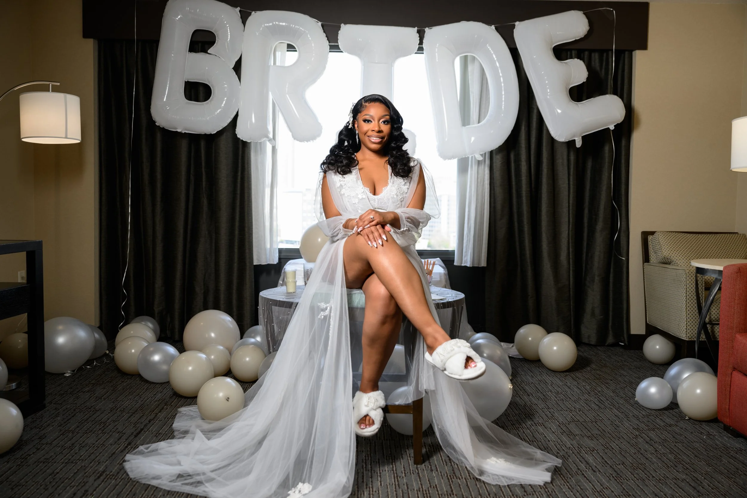 Bride getting ready before her wedding at Ventanas in Atlanta, Georgia.