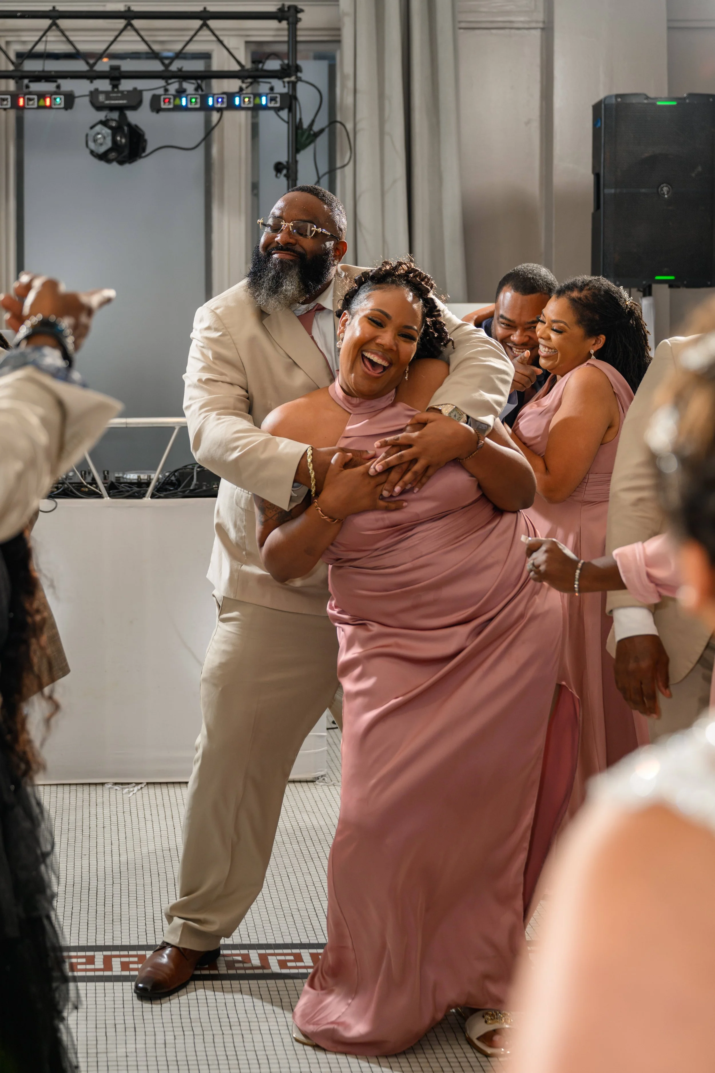Guests celebrating on the dance floor during a Georgian Hall wedding reception.