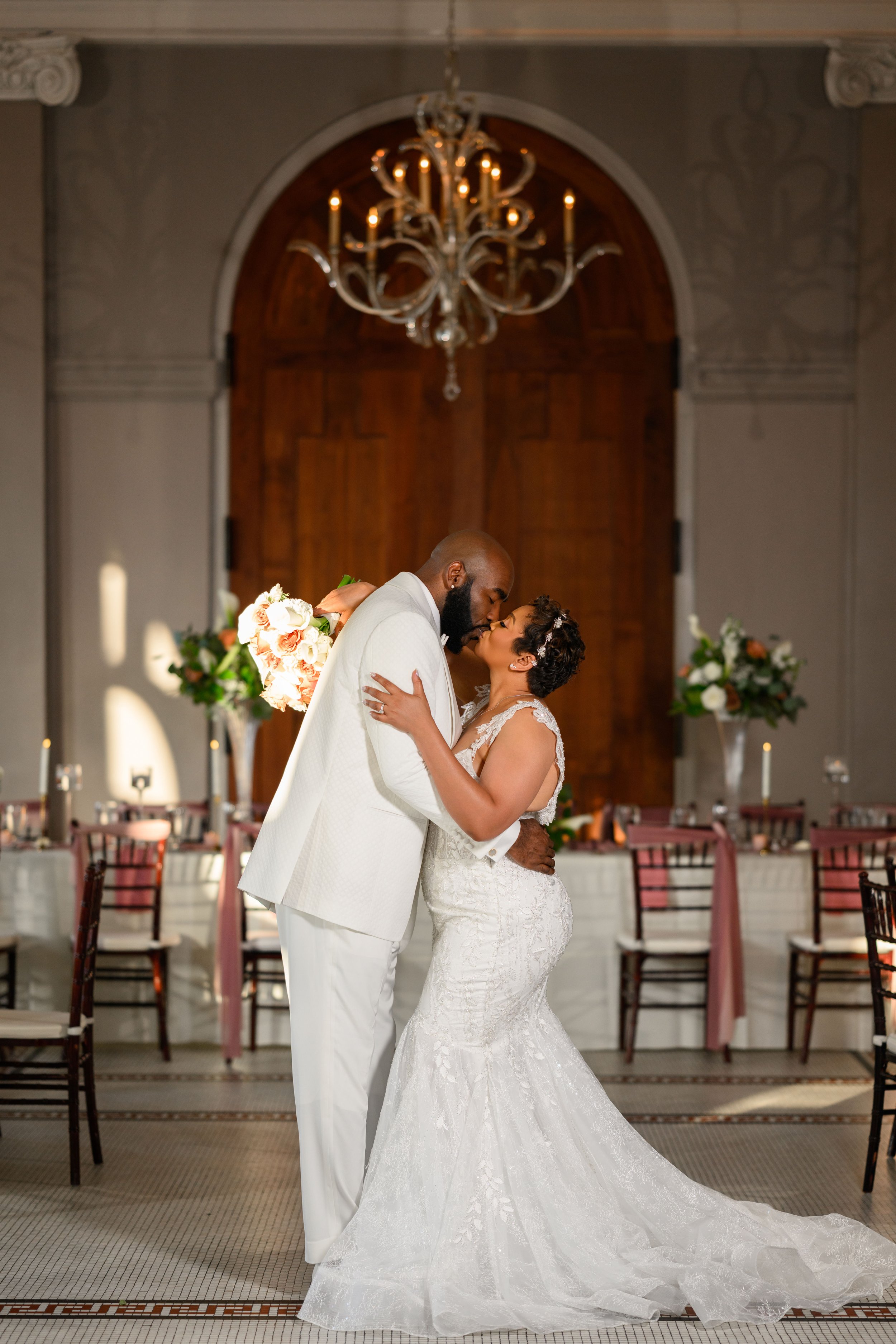 Sherod and Sonya sharing a quiet moment during their Georgian Hall wedding portraits.