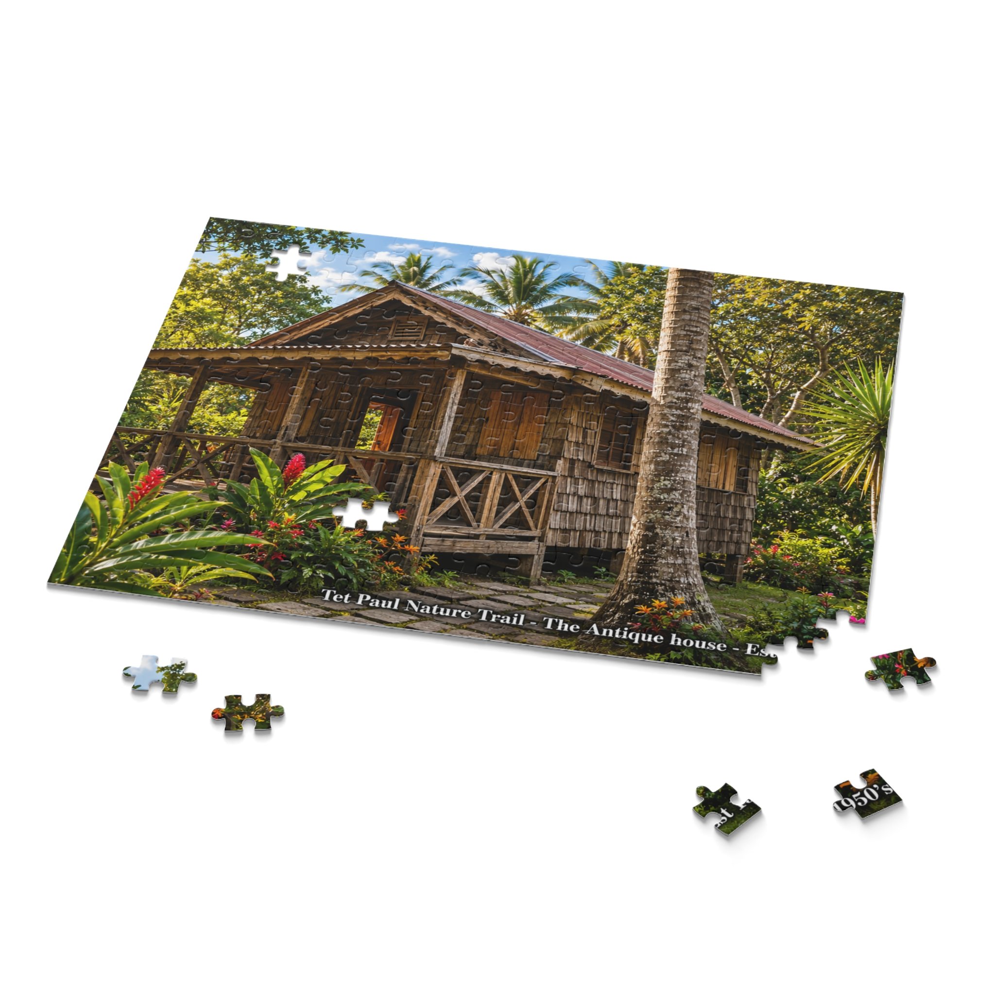 Antique Hawaiian Cottage Puzzle | Tropical Cabin Jigsaw