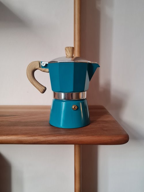 Stovetop Espresso Maker Aluminum Moka Pot Wood Handle Italian Espresso Coffee  Maker Espresso Percolator Pot Sliver/