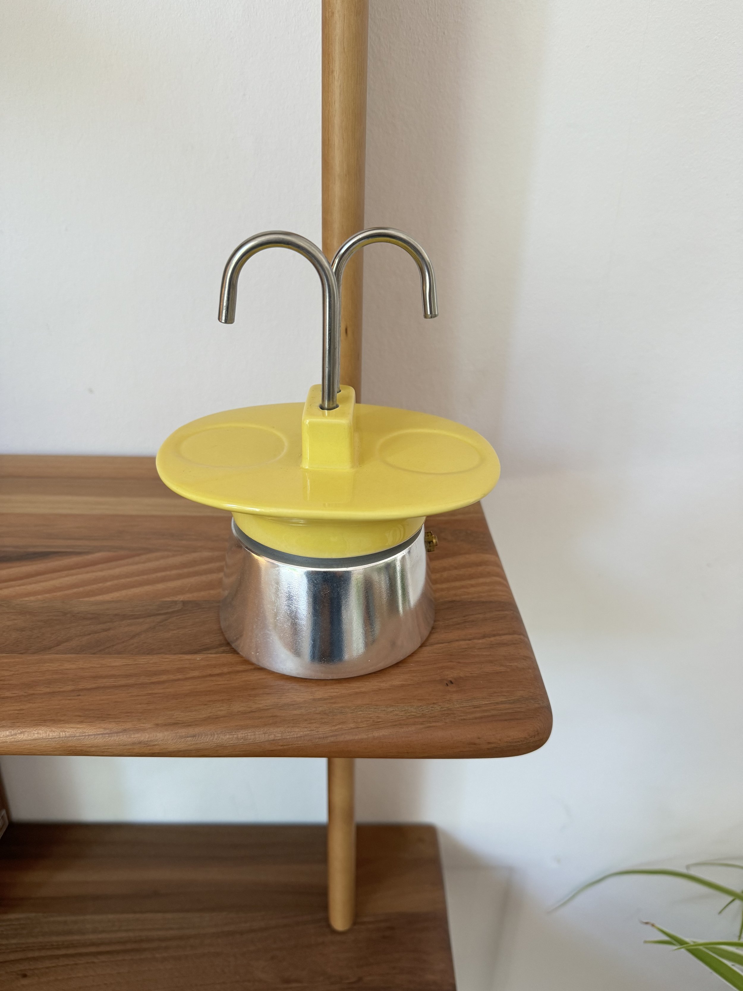 Vintage Double Ceramic Moka Pot in Yellow