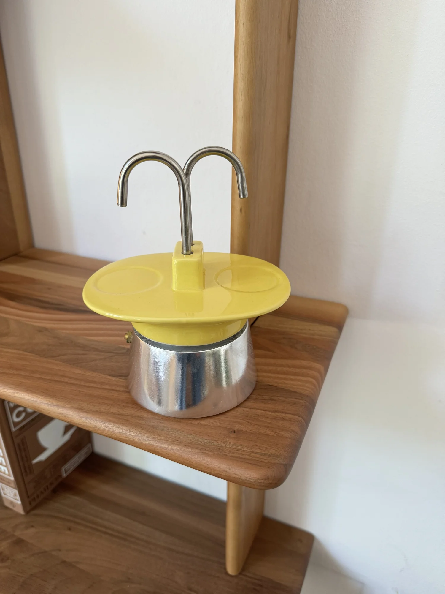 Vintage double yellow ceramic moka pot — my moka home