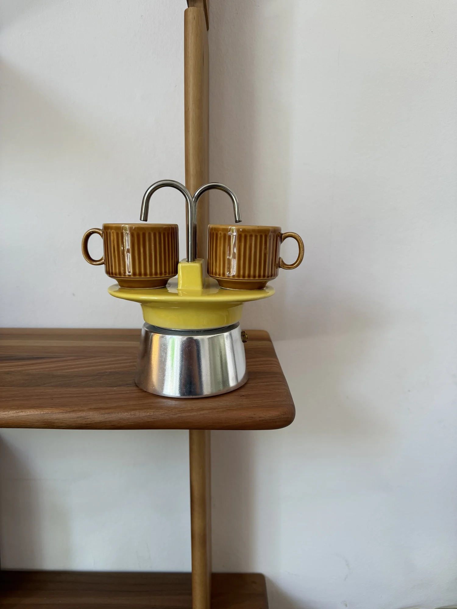 Vintage double yellow ceramic moka pot — my moka home
